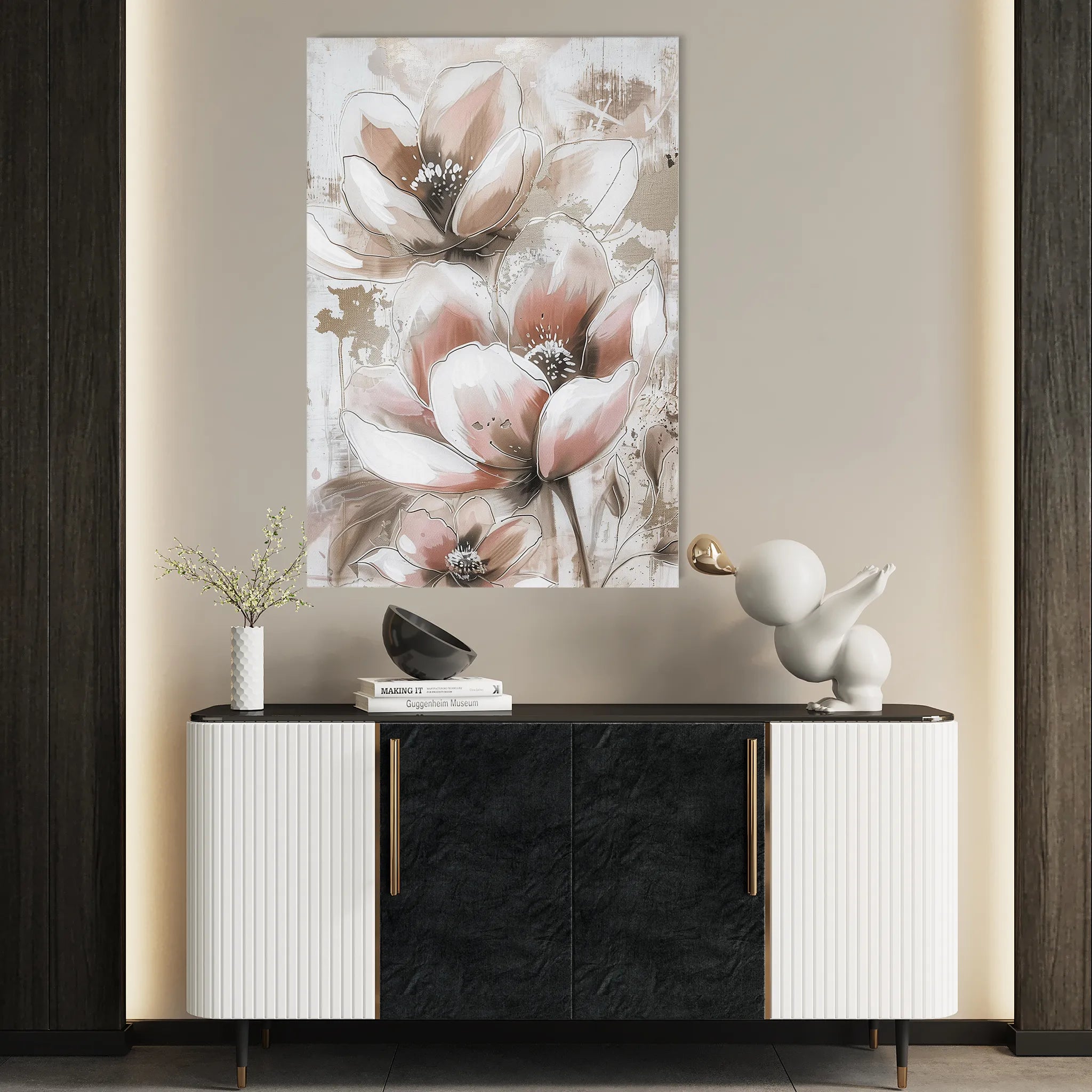 Floral 929 Canvas Art 60 x 40 cm / Black