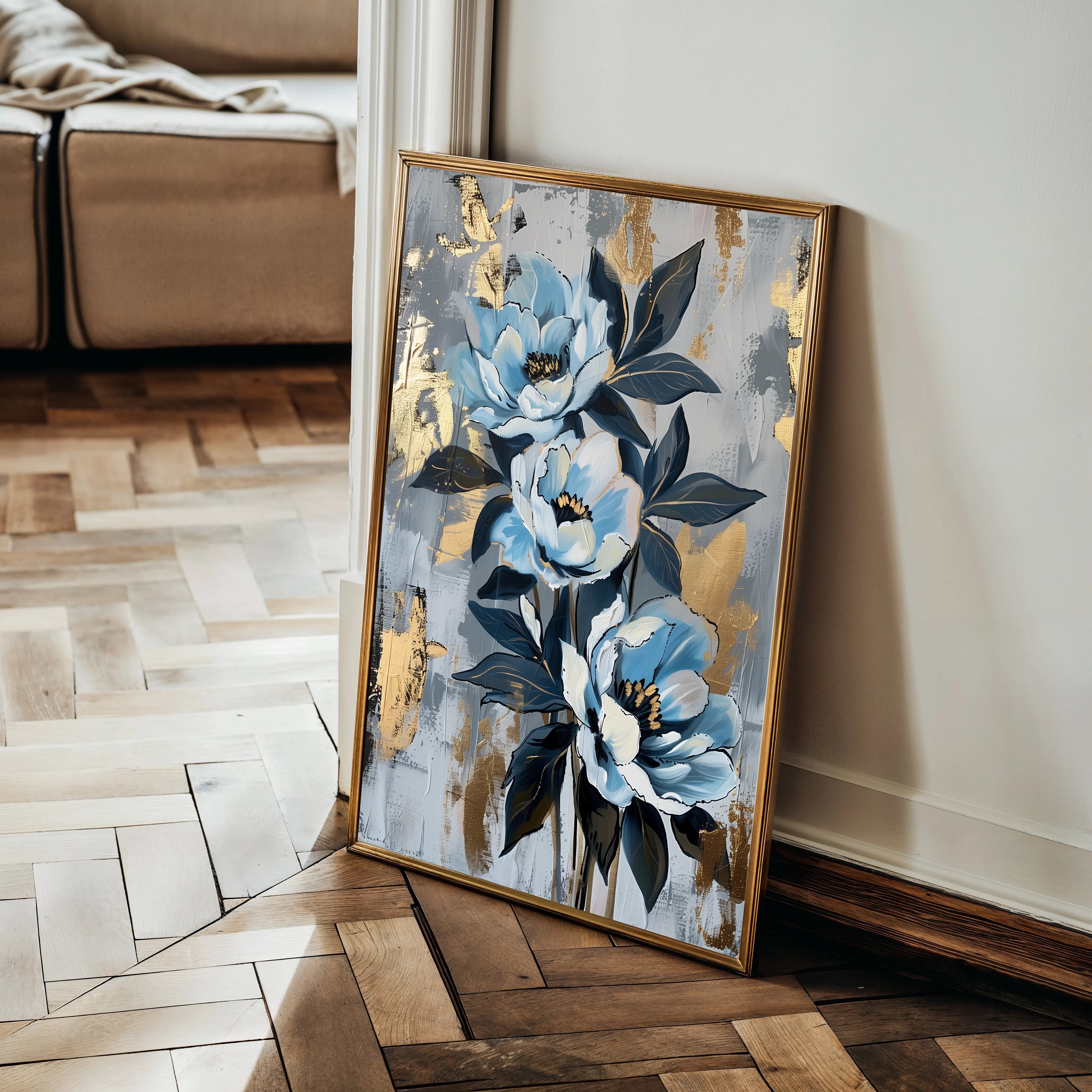 Floral 930 Canvas Art 60 x 40 cm / Black