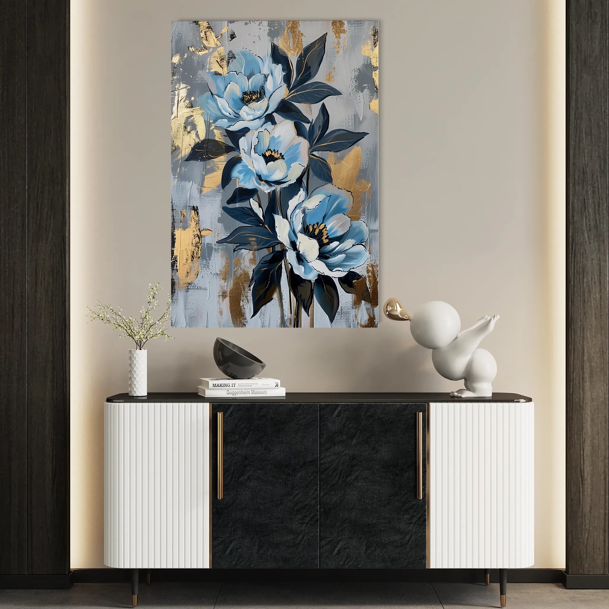 Floral 930 Canvas Art 60 x 40 cm / Black