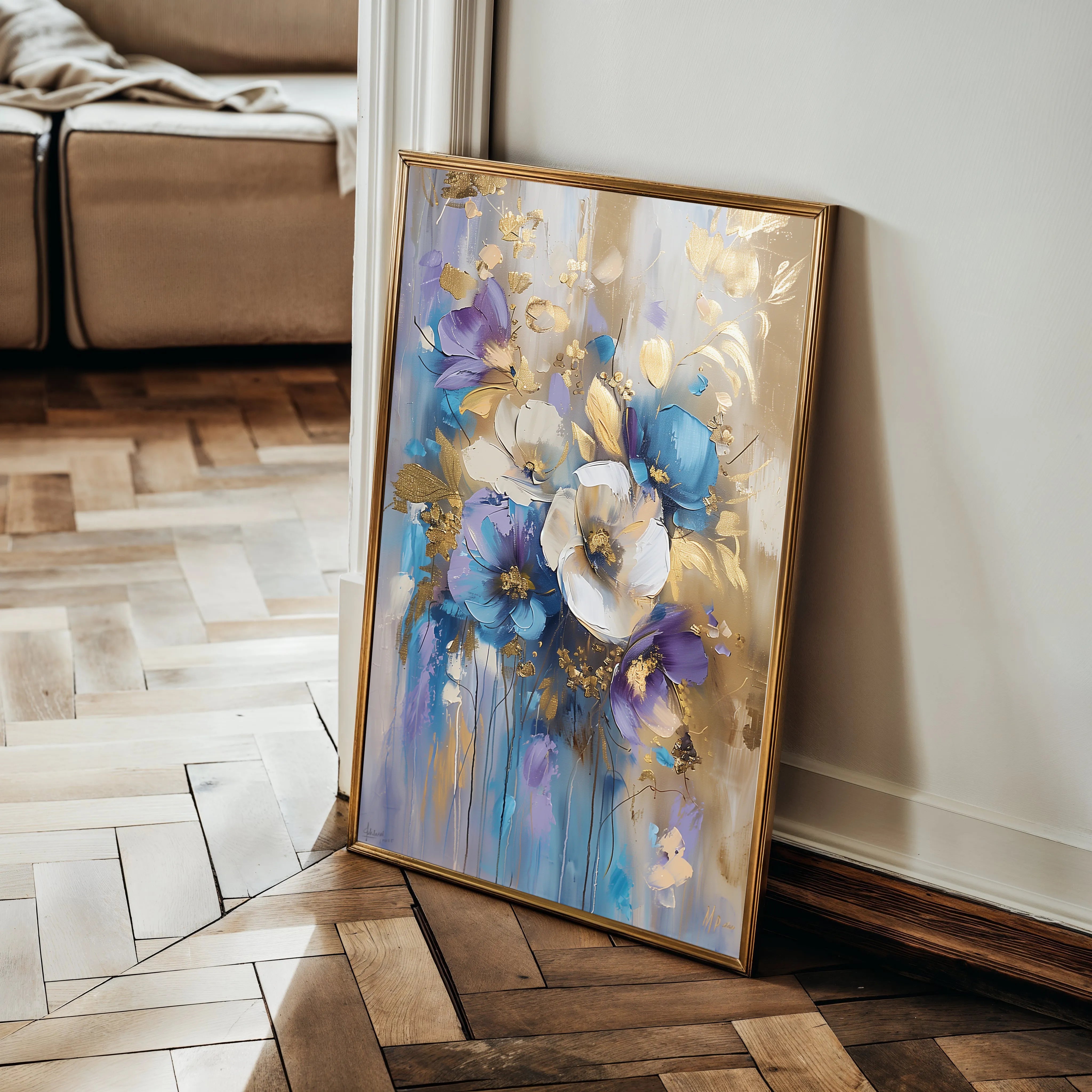 Floral 931 Canvas Art 60 x 40 cm / Black