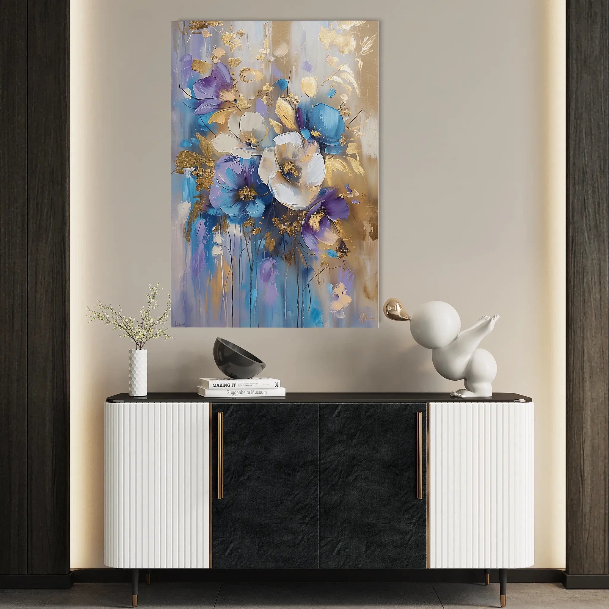 Floral 931 Canvas Art 60 x 40 cm / Black