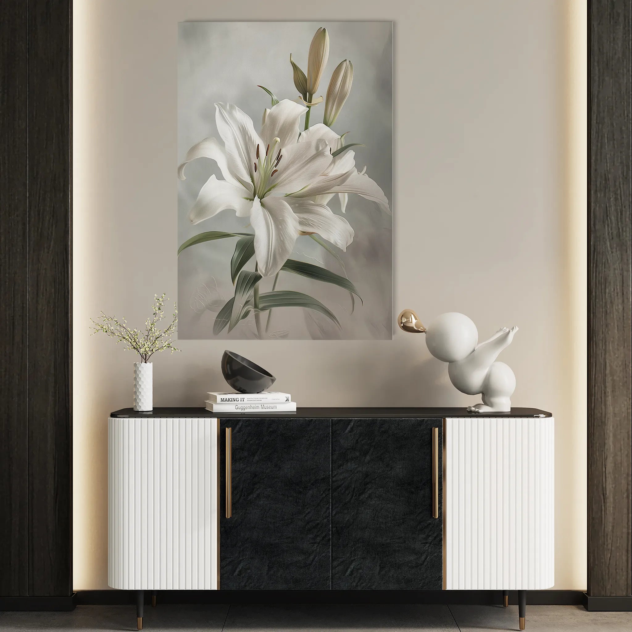 Floral 932 Canvas Art 60 x 40 cm / Black