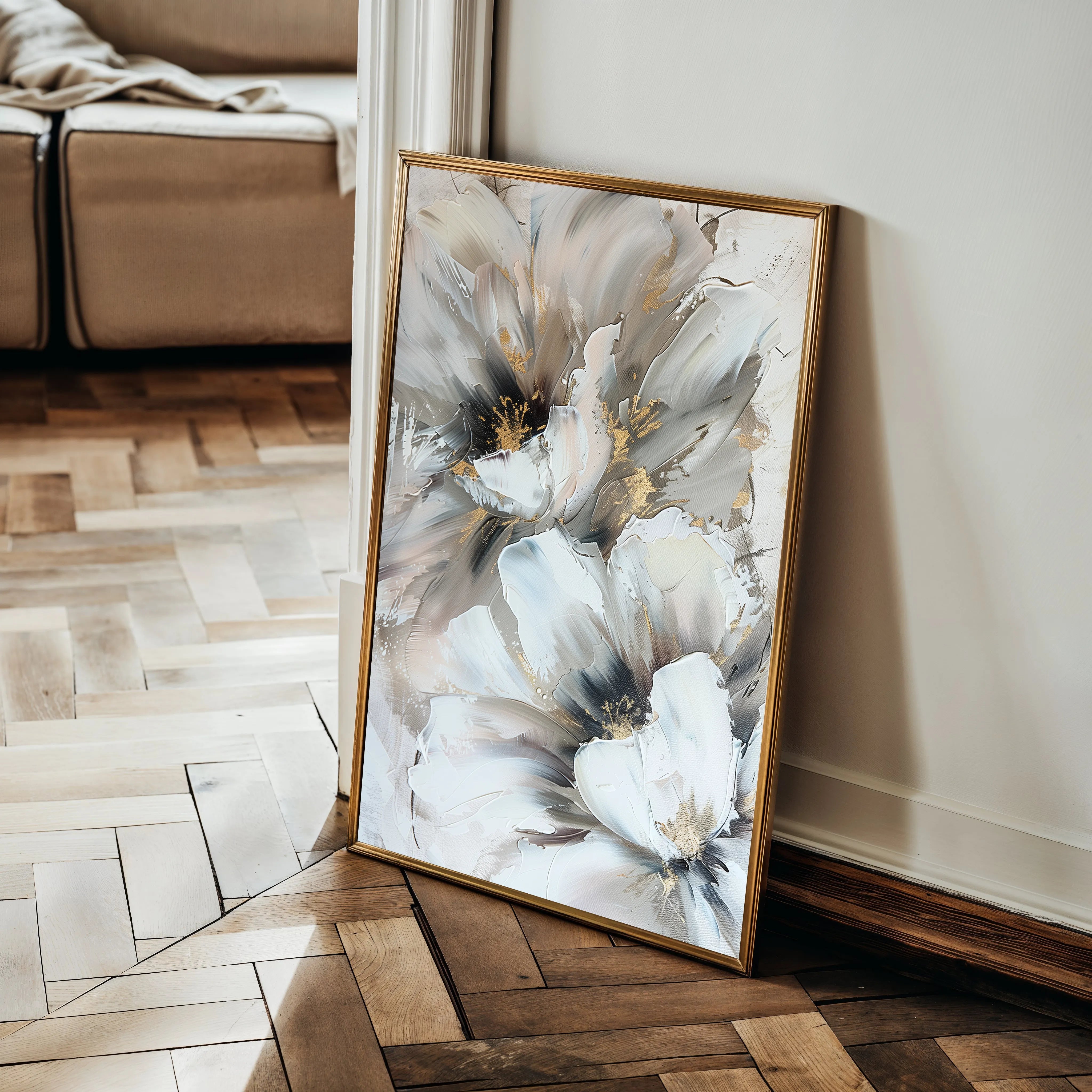 Floral 933 Canvas Art 60 x 40 cm / Black