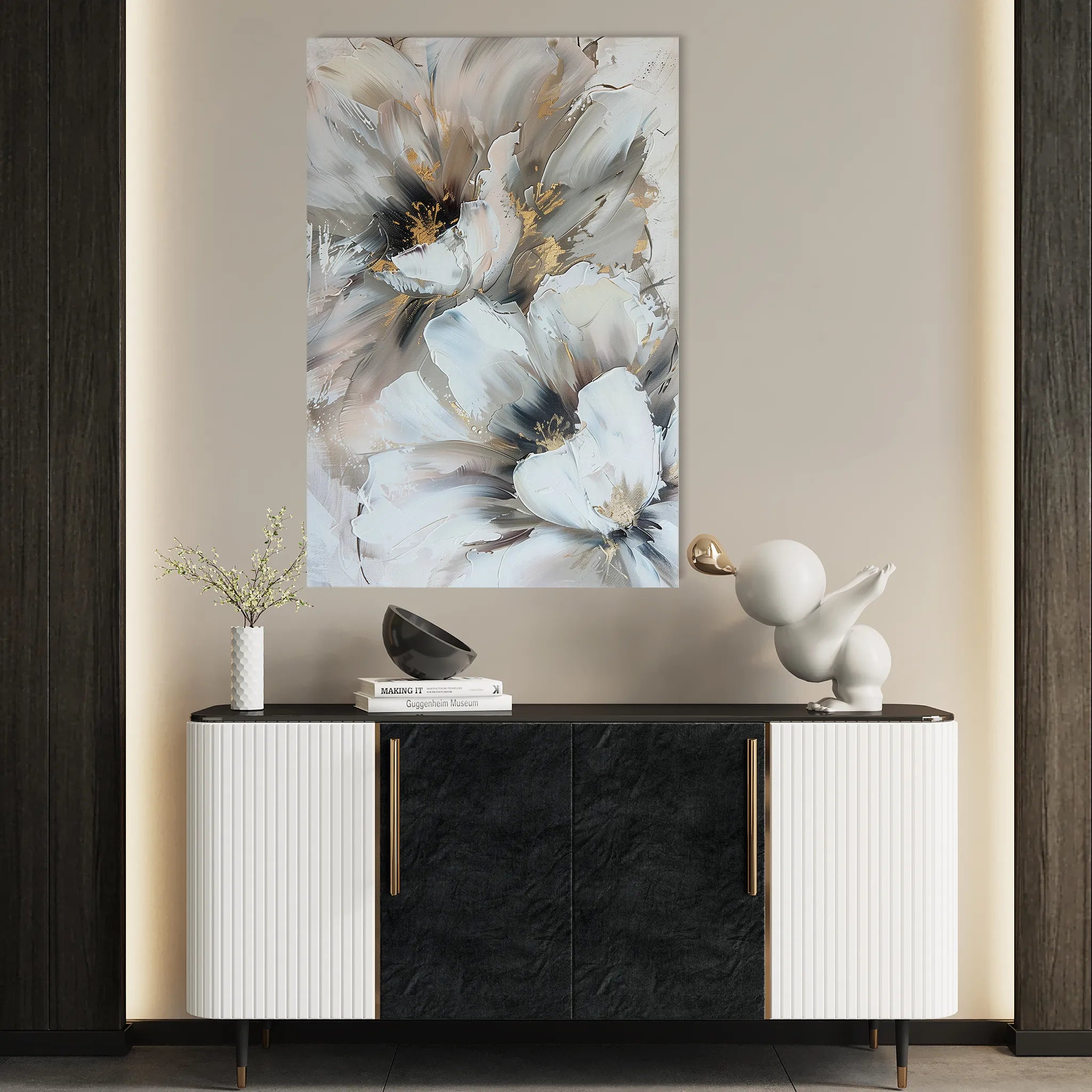 Floral 933 Canvas Art 60 x 40 cm / Black