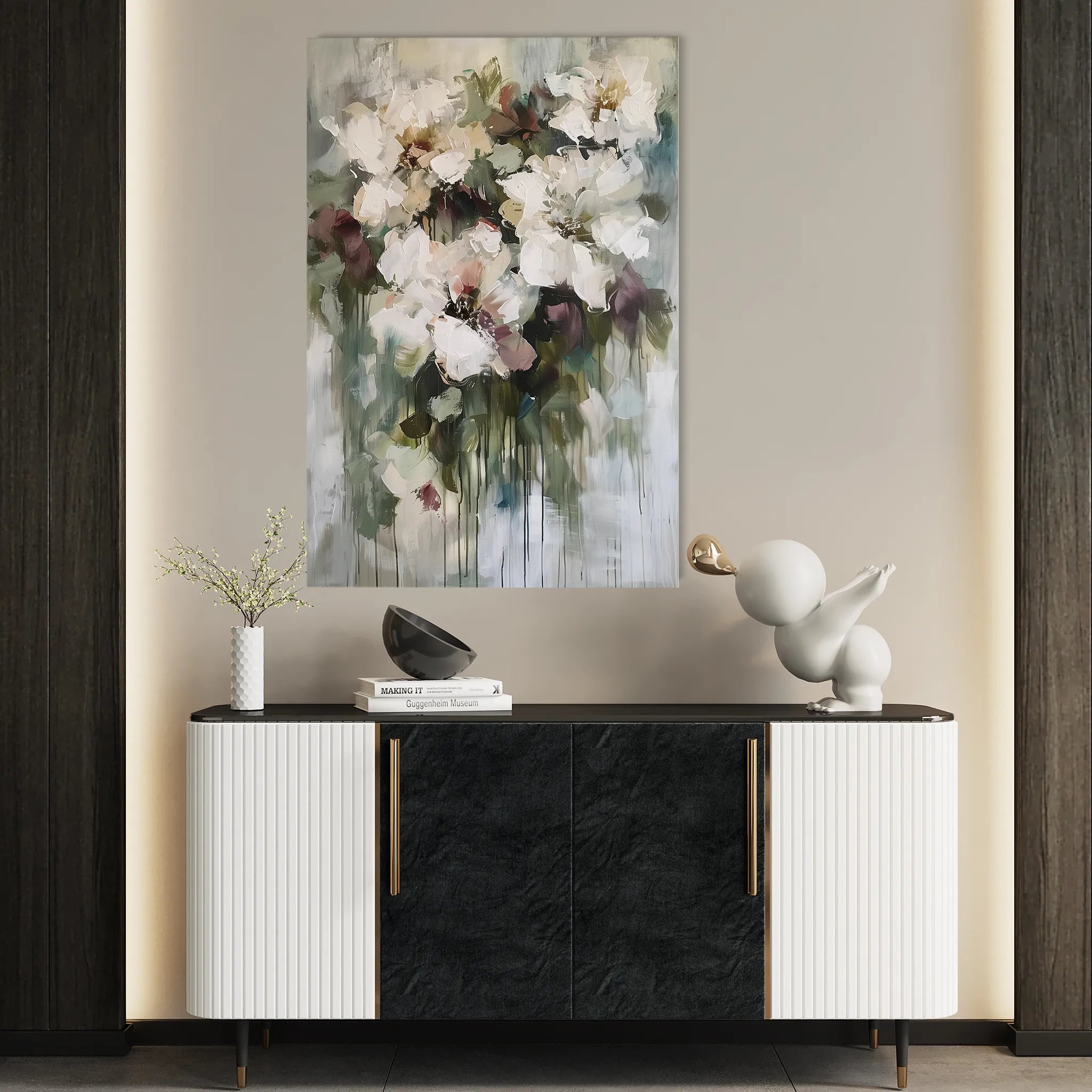 Floral 934 Canvas Art 60 x 40 cm / Black