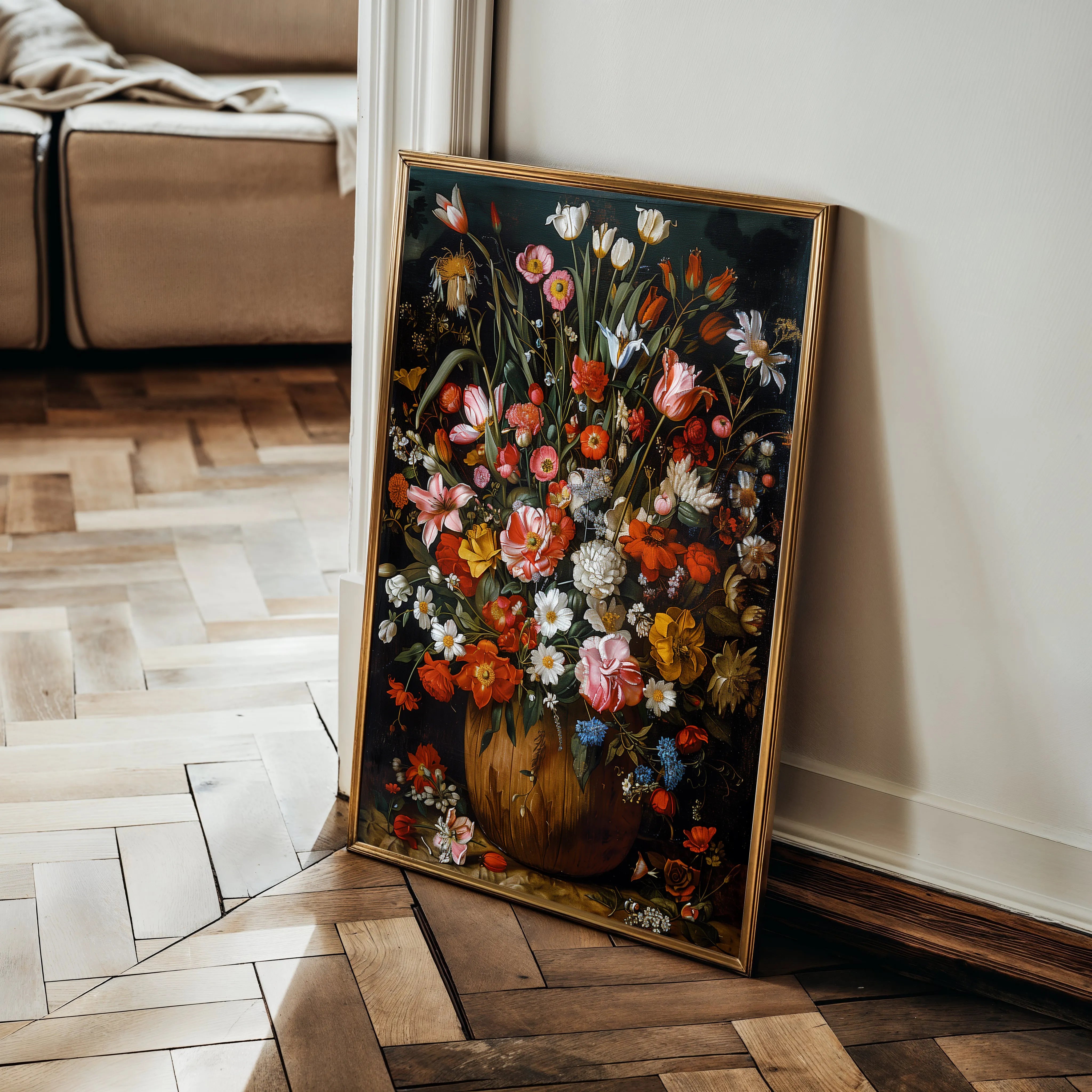 Floral 936 Canvas Art 60 x 40 cm / Black