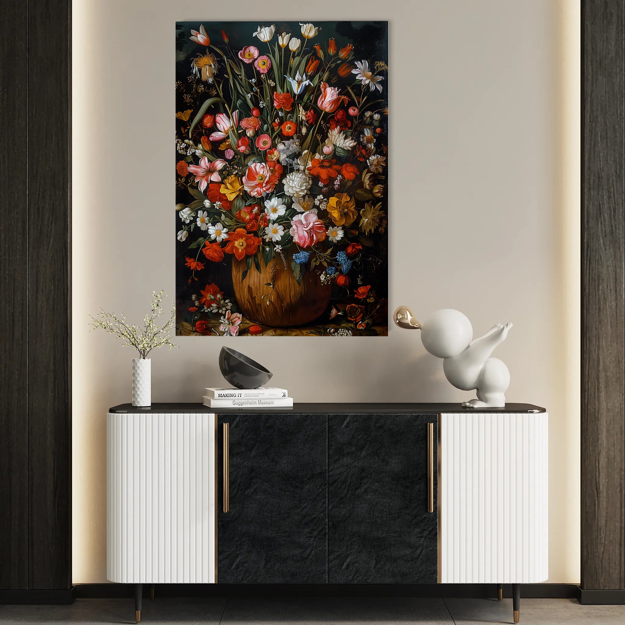 Floral 936 Canvas Art 60 x 40 cm / Black
