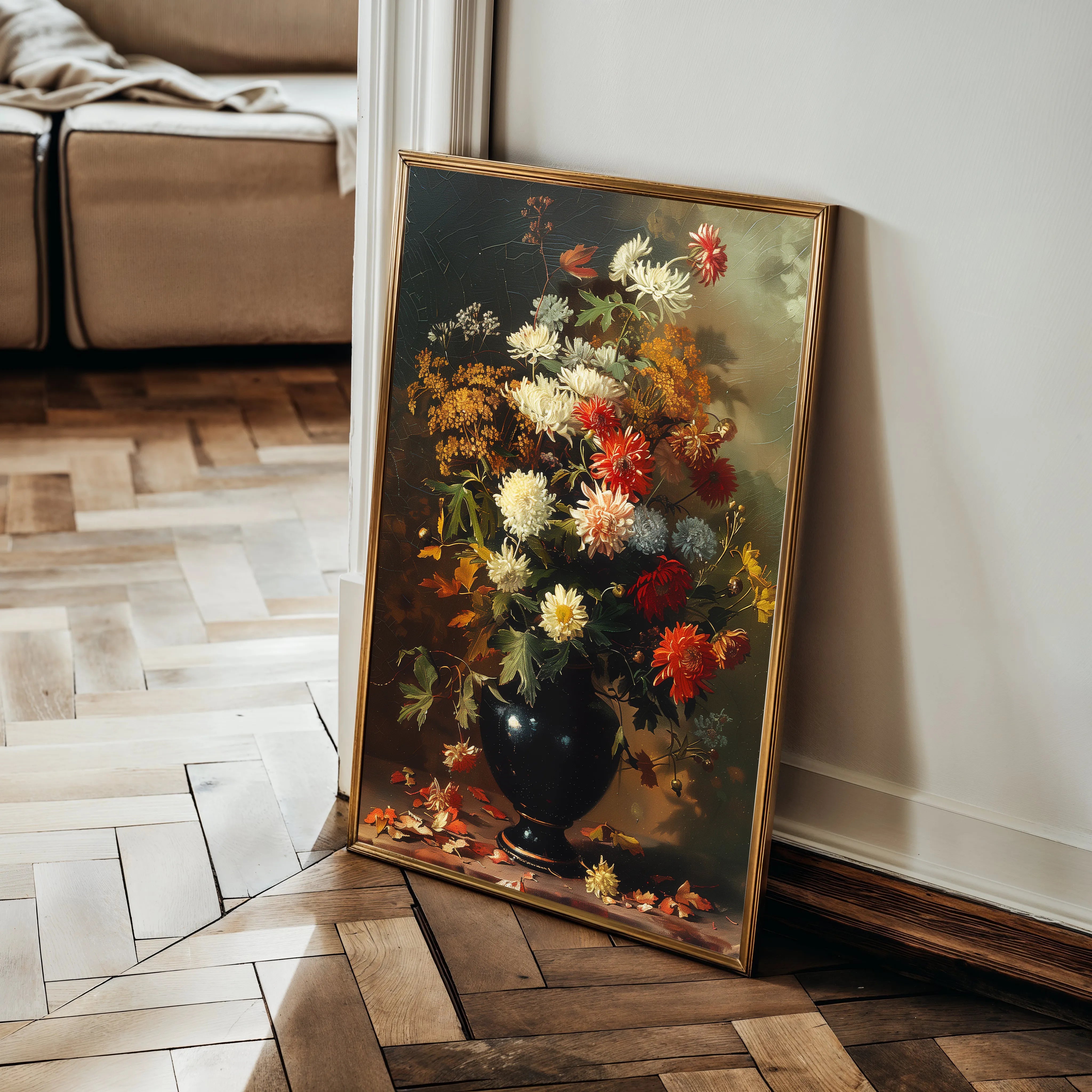 Floral 937 Canvas Art 60 x 40 cm / Black