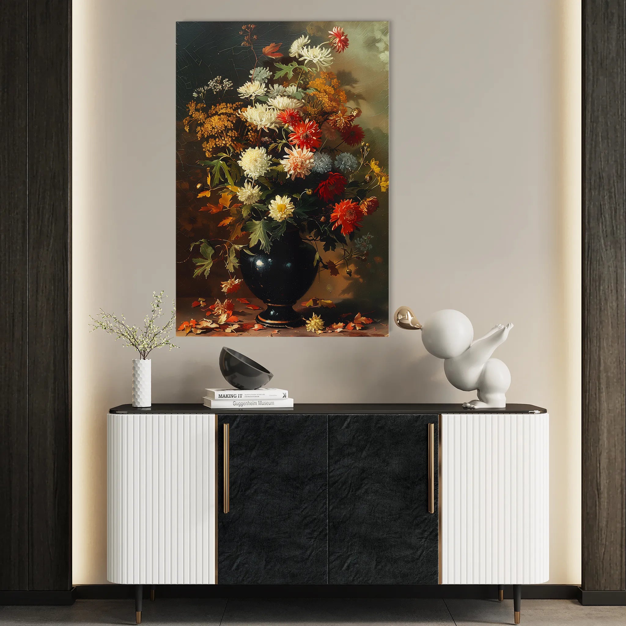 Floral 937 Canvas Art 60 x 40 cm / Black
