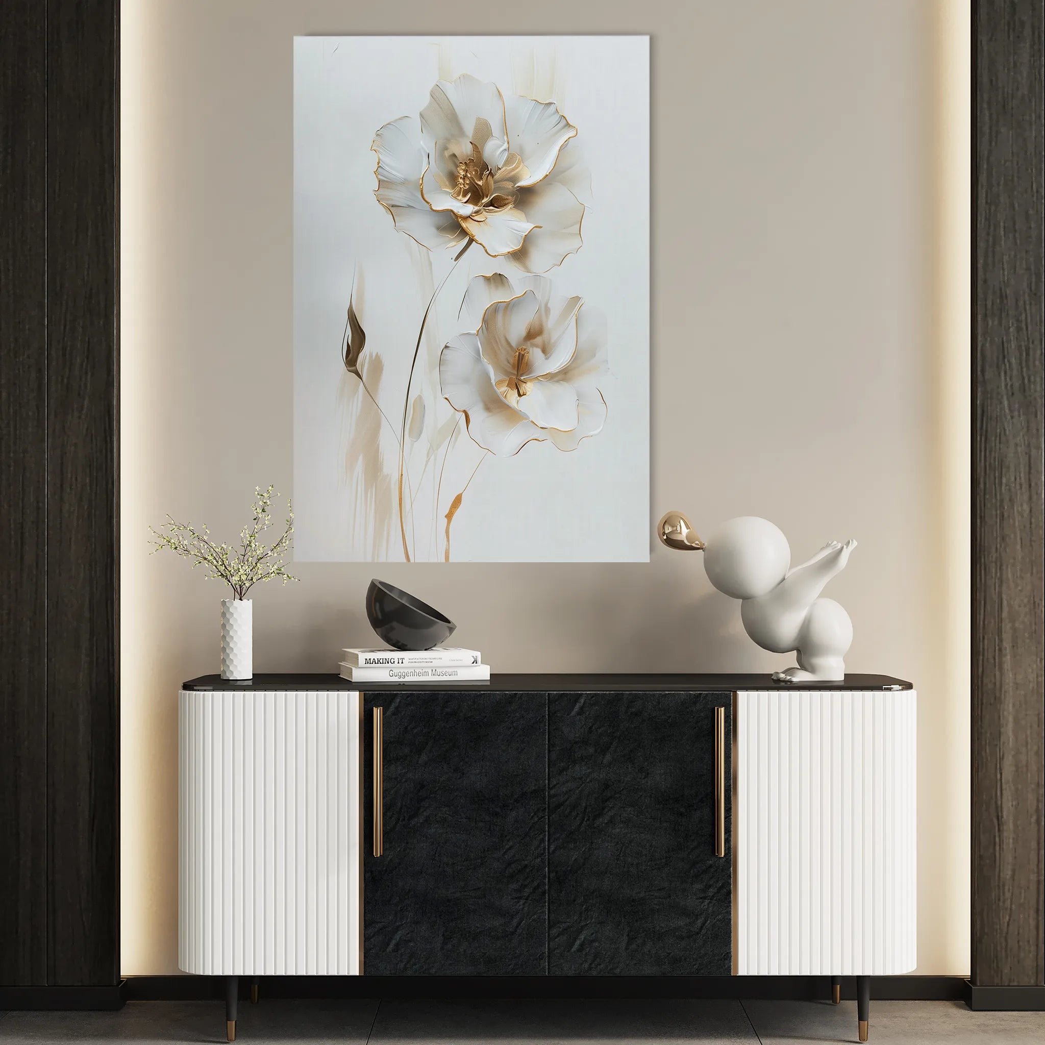 Floral 938 Canvas Art 60 x 40 cm / Black