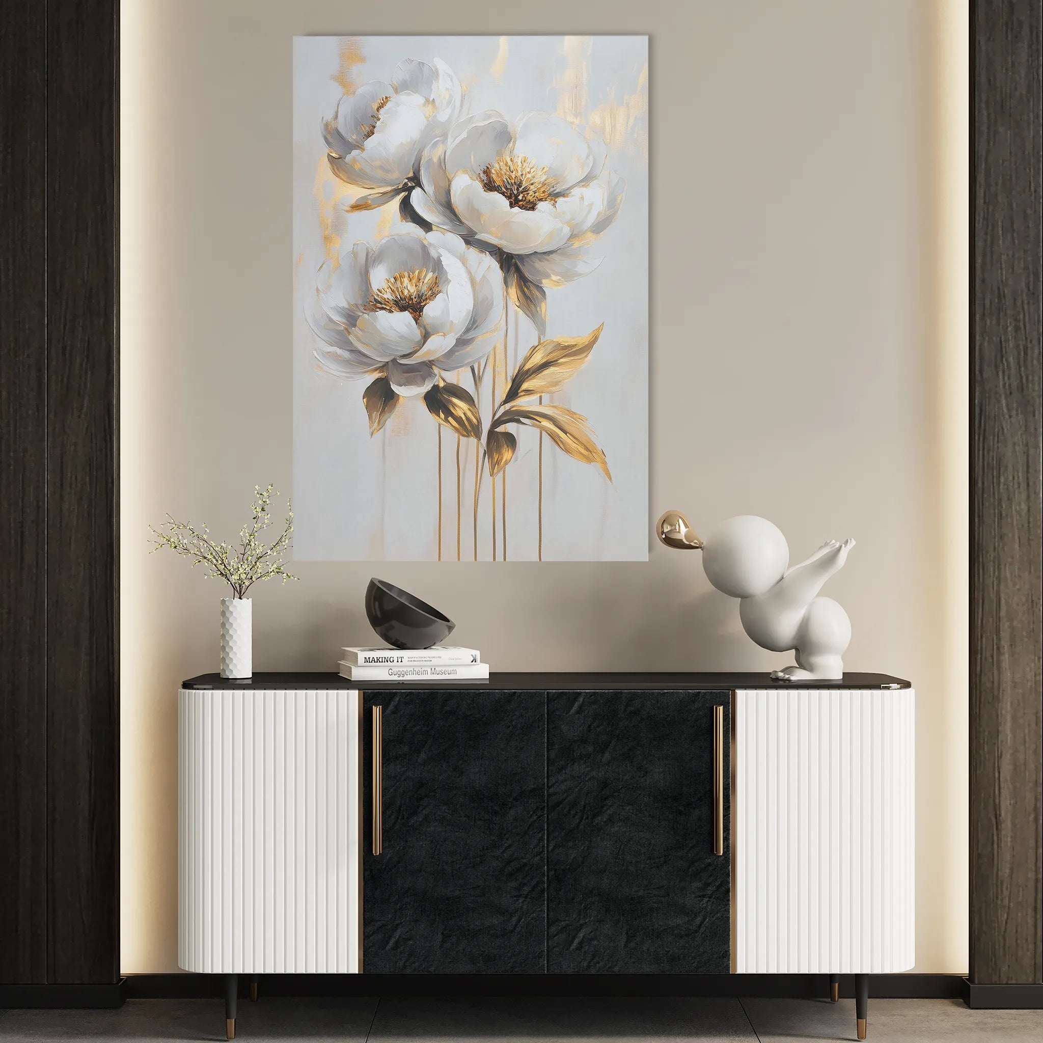 Floral 939 Canvas Art 60 x 40 cm / Black