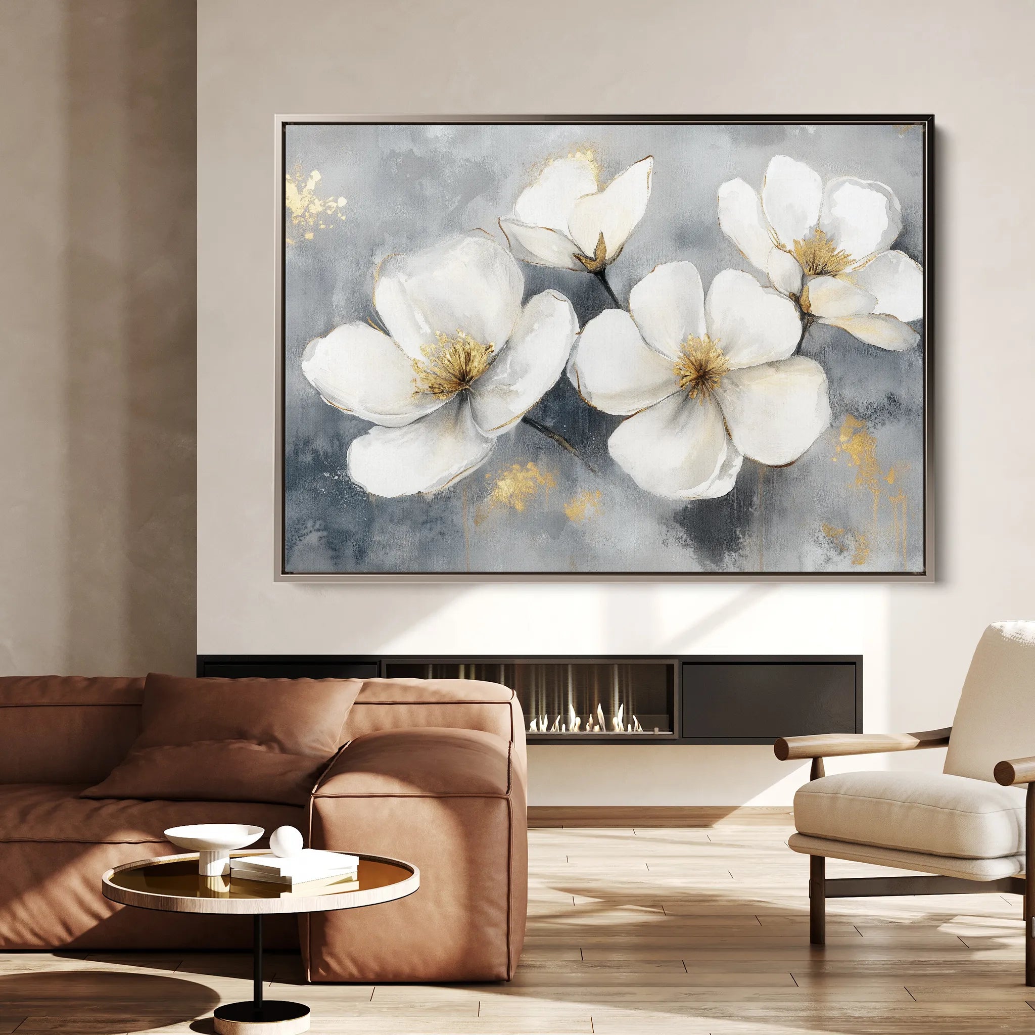 Floral 942 Canvas Art 60 x 40 cm / Black
