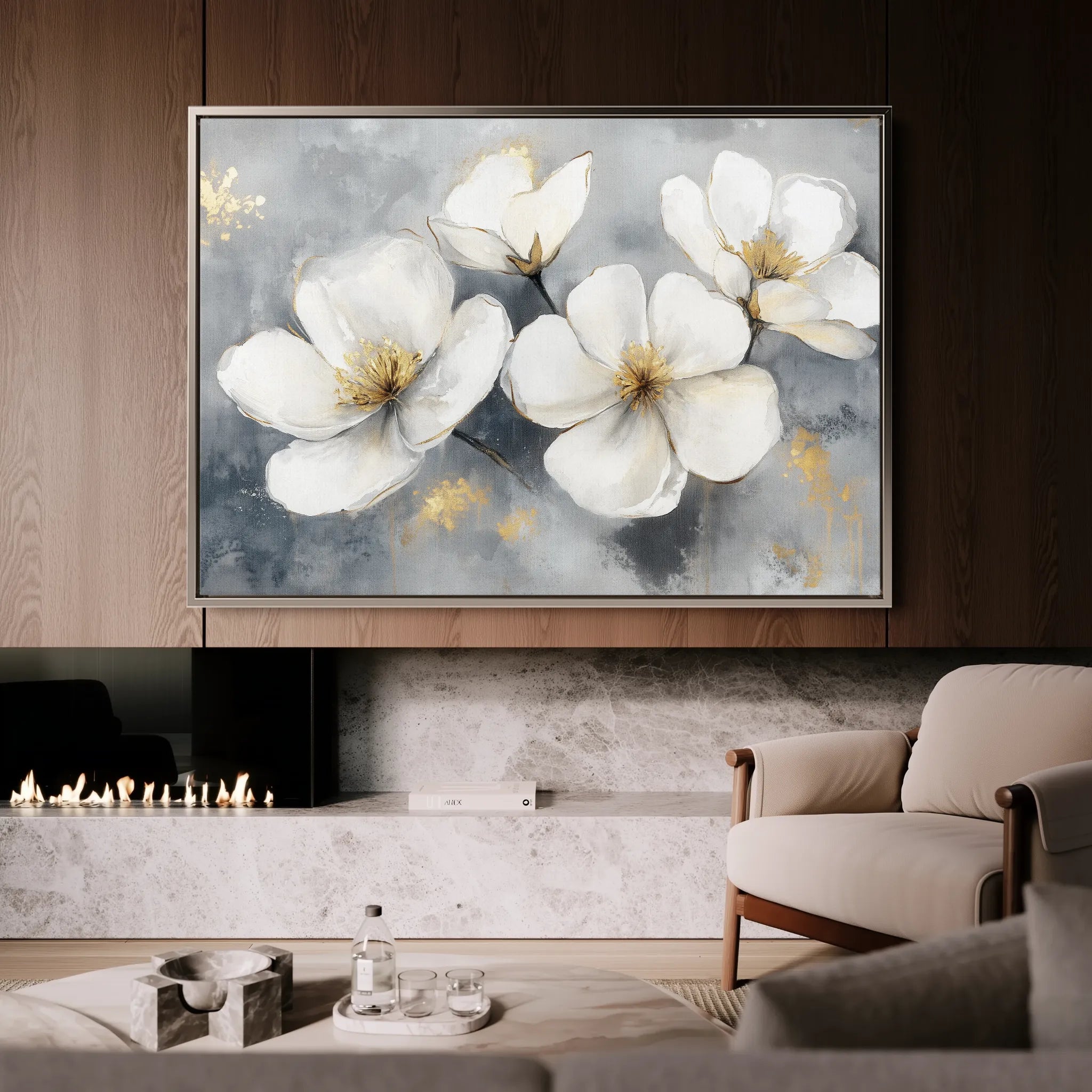 Floral 942 Canvas Art 60 x 40 cm / Black