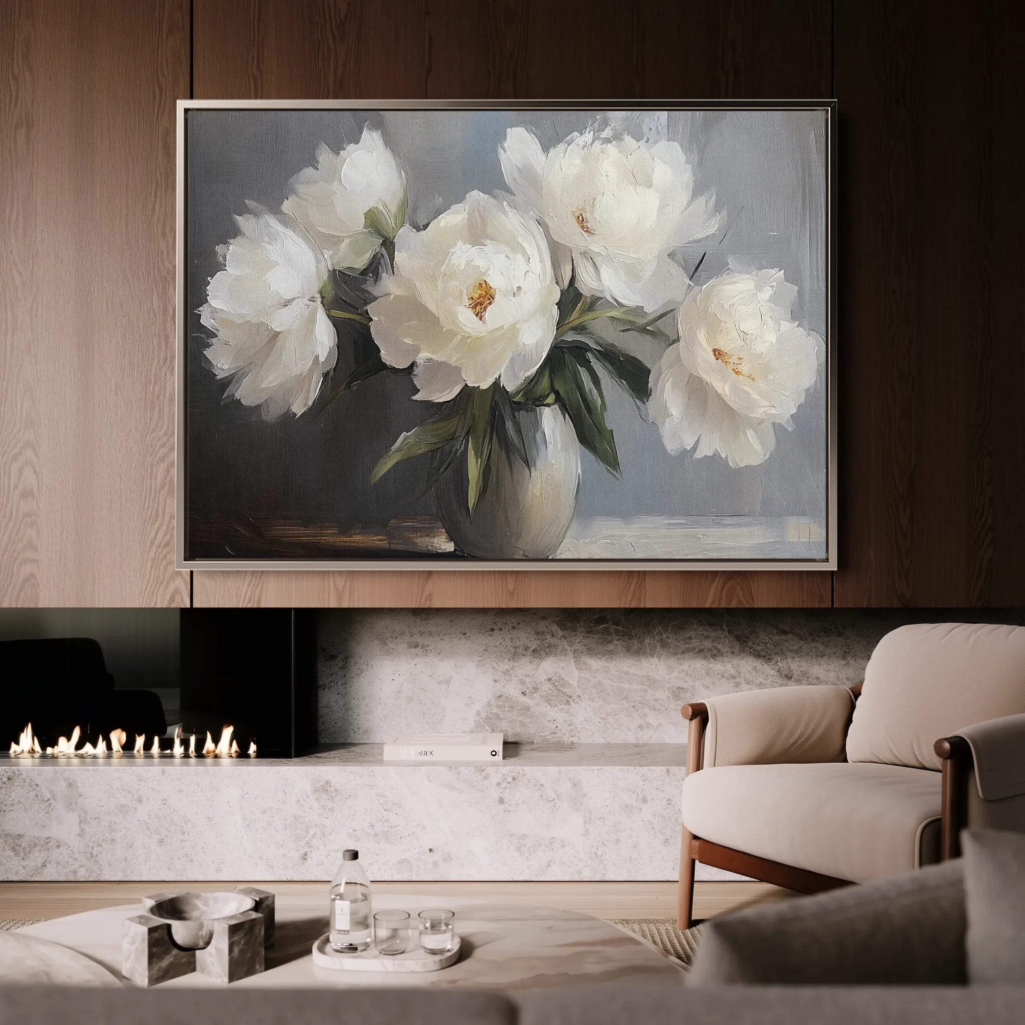 Floral 944 Canvas Art 60 x 40 cm / Black