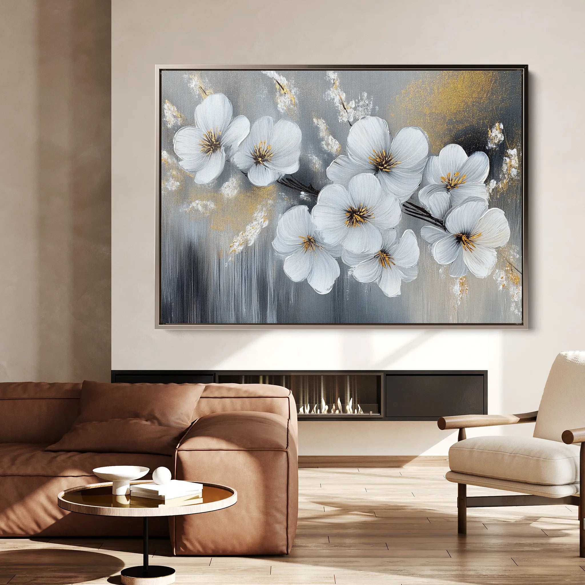 Floral 945 Canvas Art 60 x 40 cm / Black