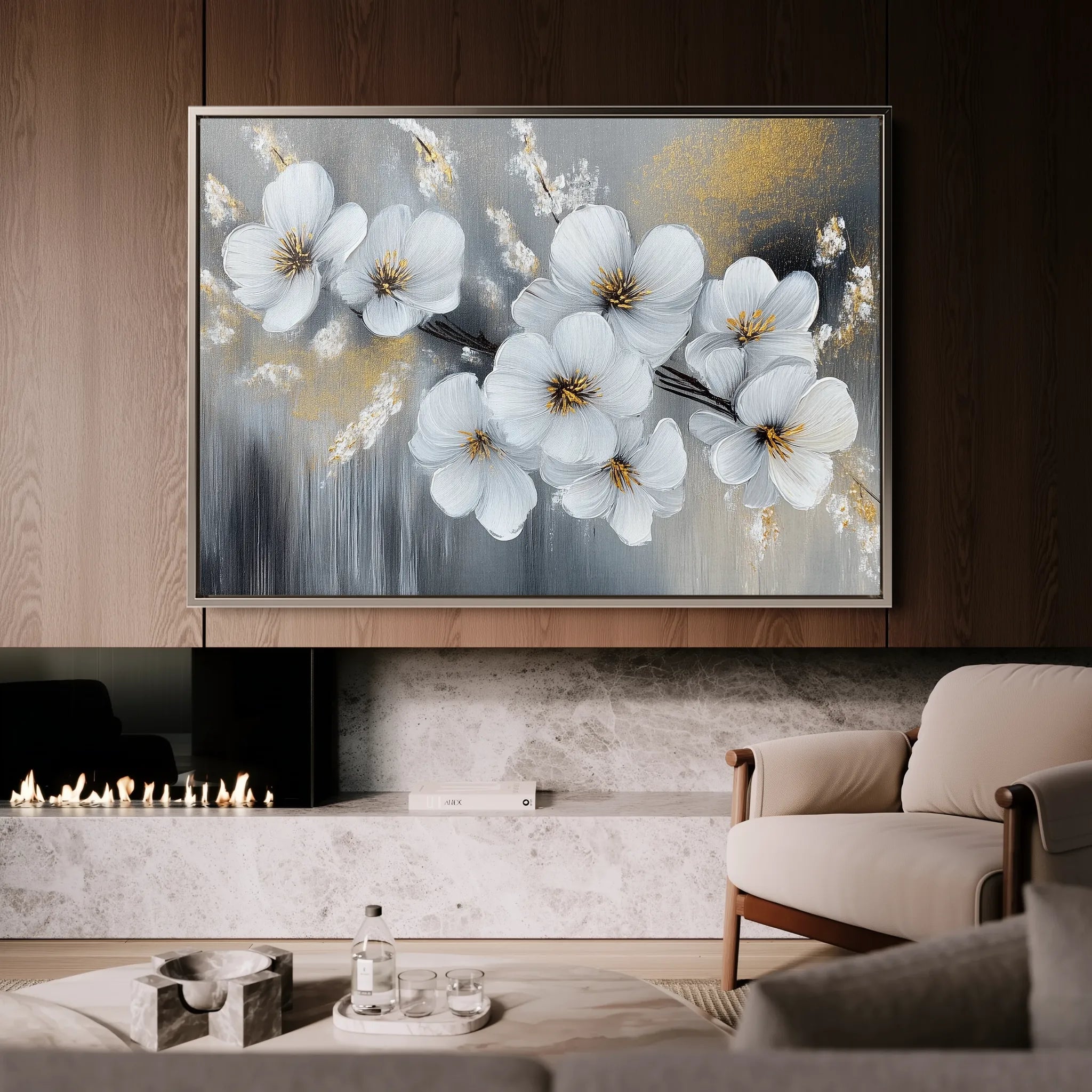 Floral 945 Canvas Art 60 x 40 cm / Black