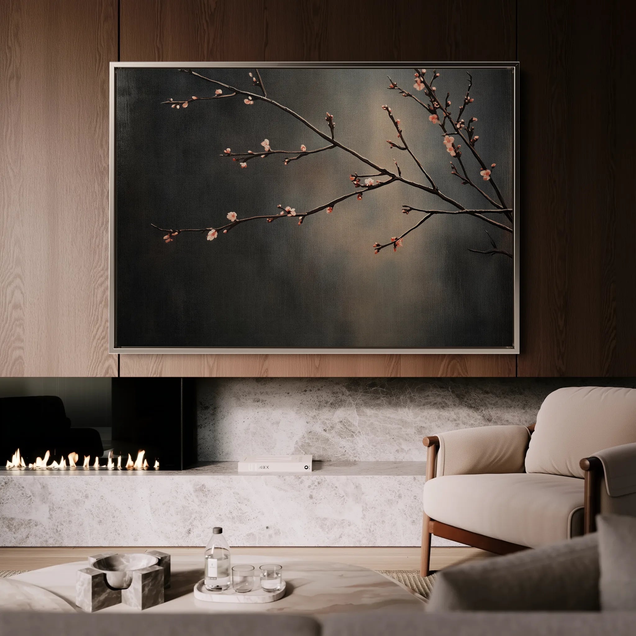 Floral 947 Canvas Art 60 x 40 cm / Black