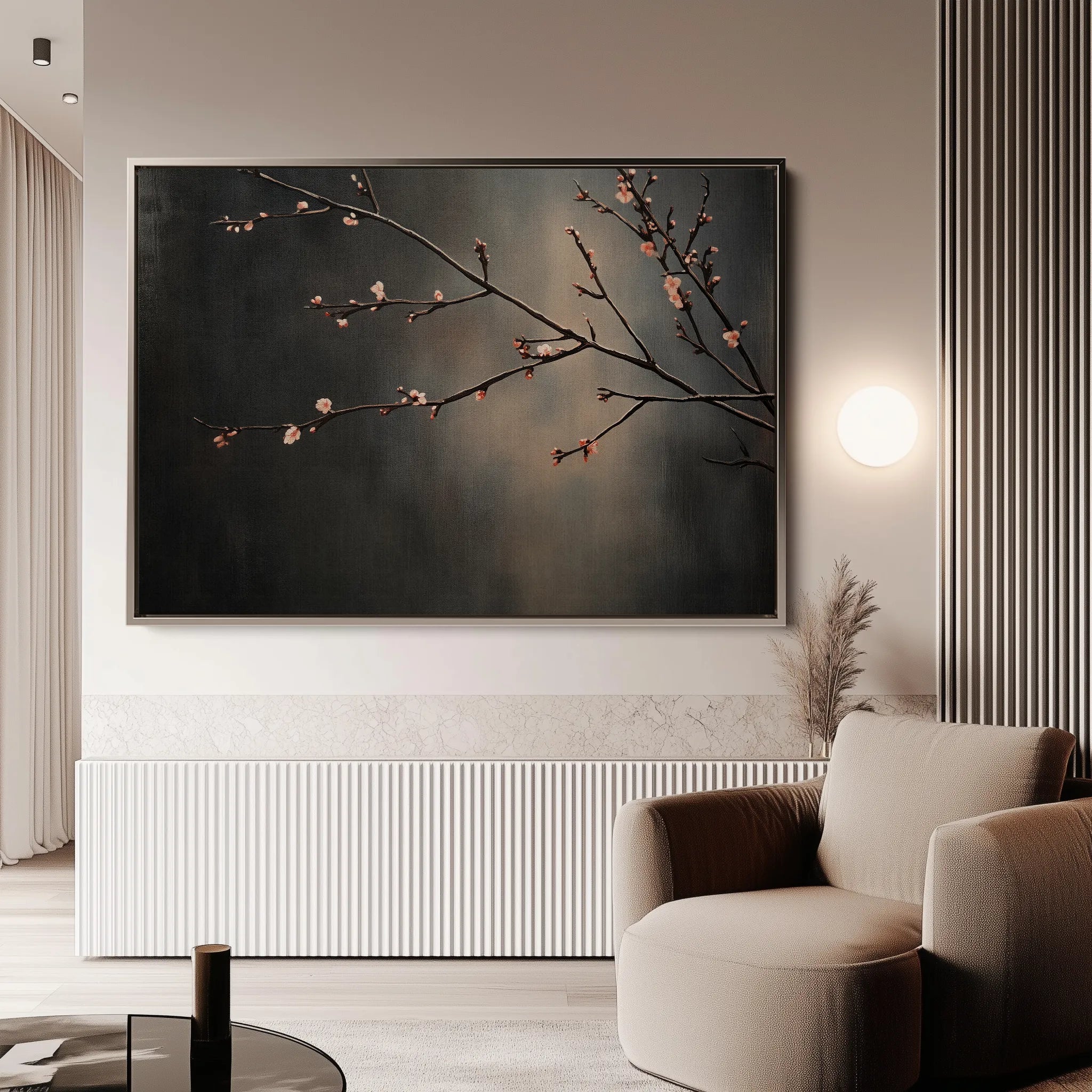 Floral 947 Canvas Art 60 x 40 cm / Black