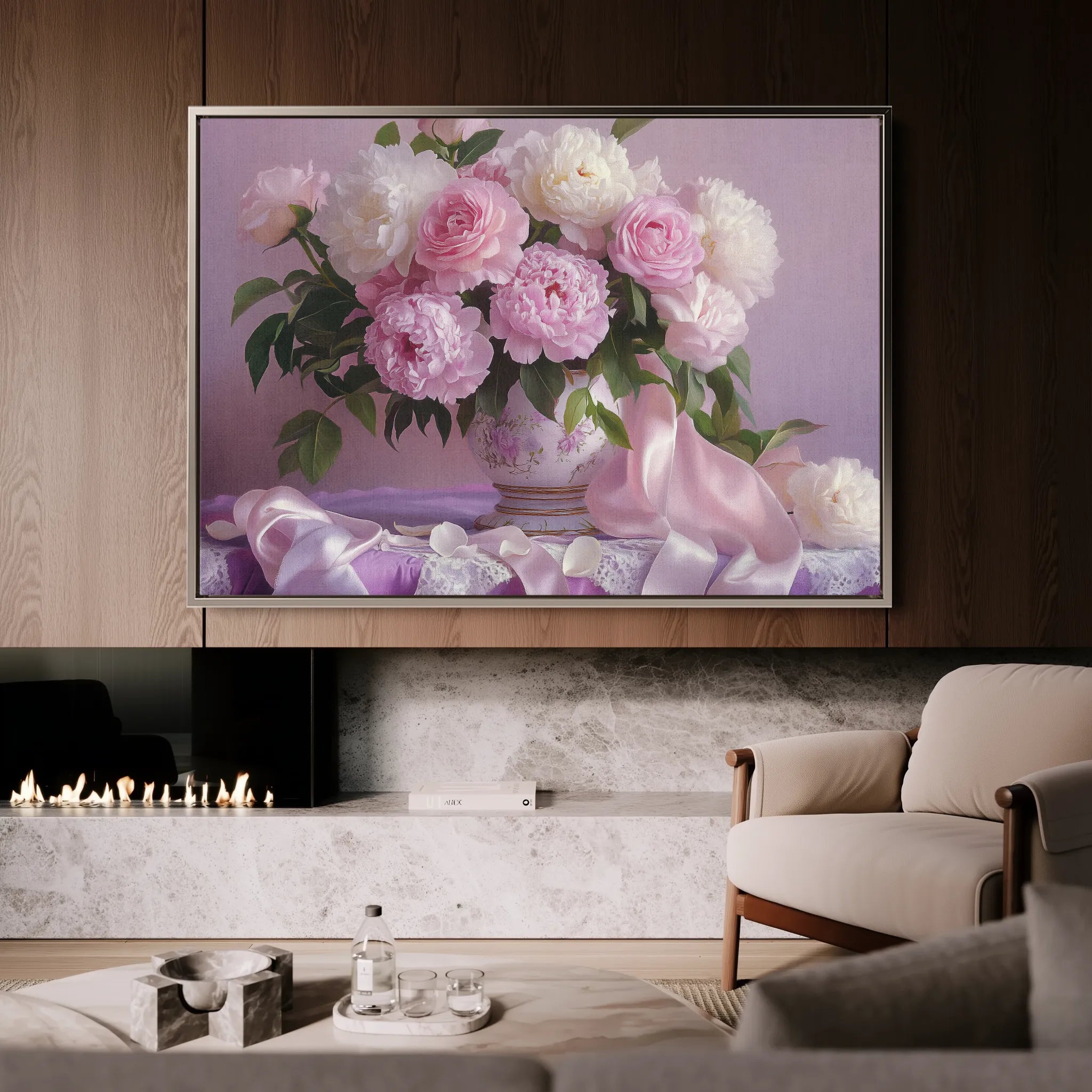 Floral 956 Canvas Art 60 x 40 cm / Black