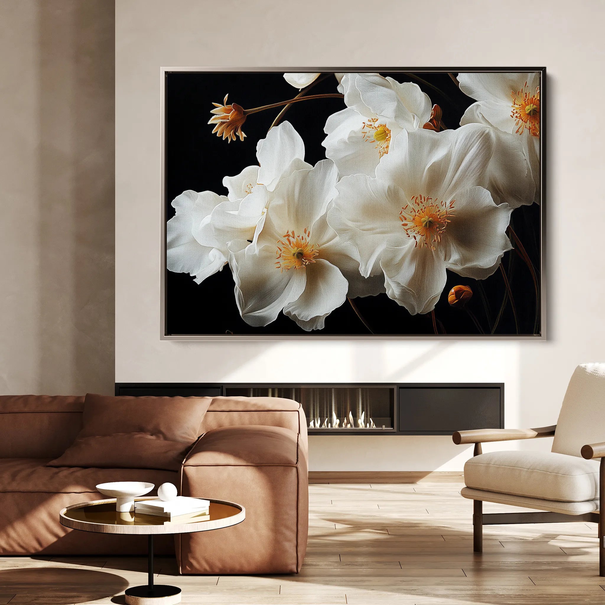 Floral 960 Canvas Art 60 x 40 cm / Black