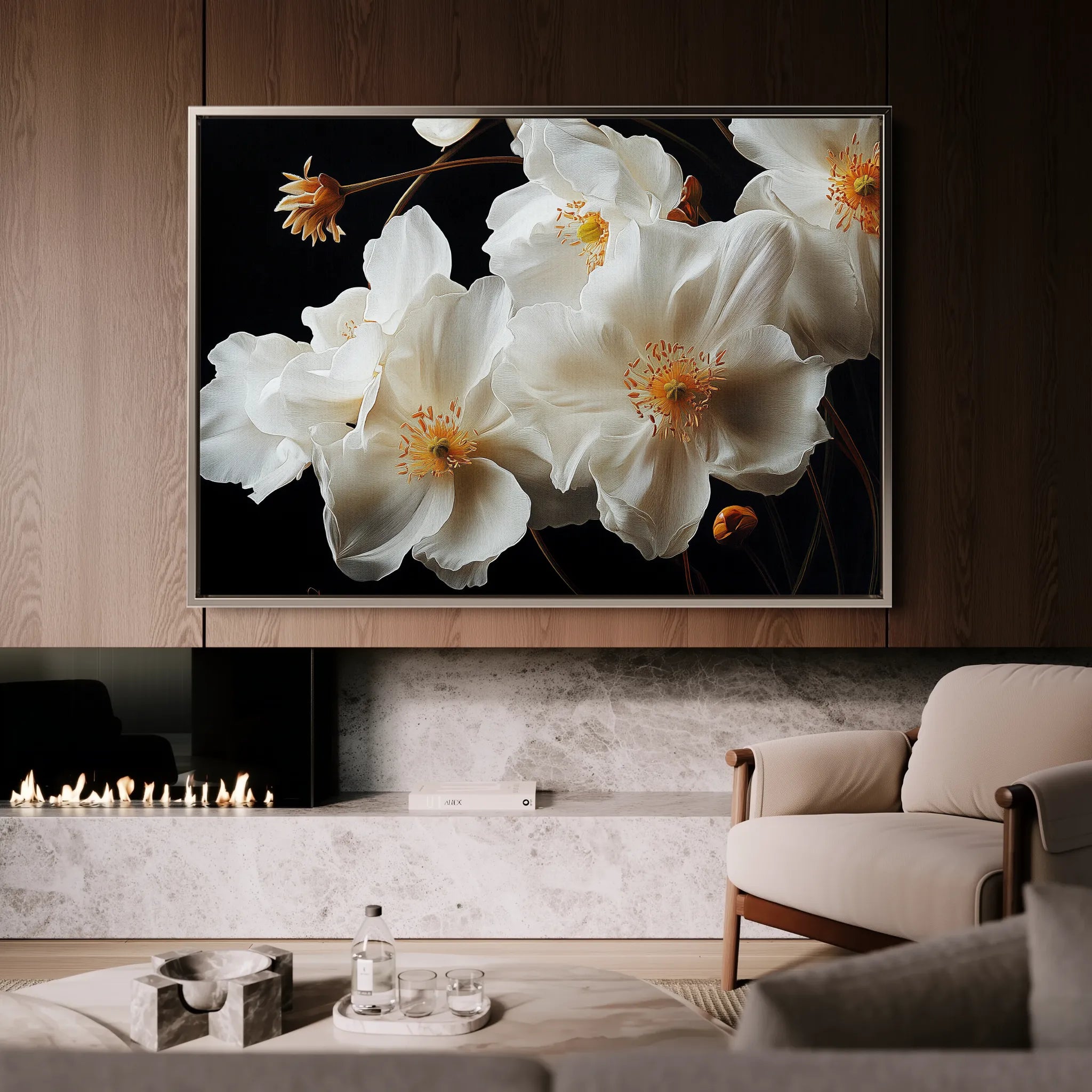 Floral 960 Canvas Art 60 x 40 cm / Black