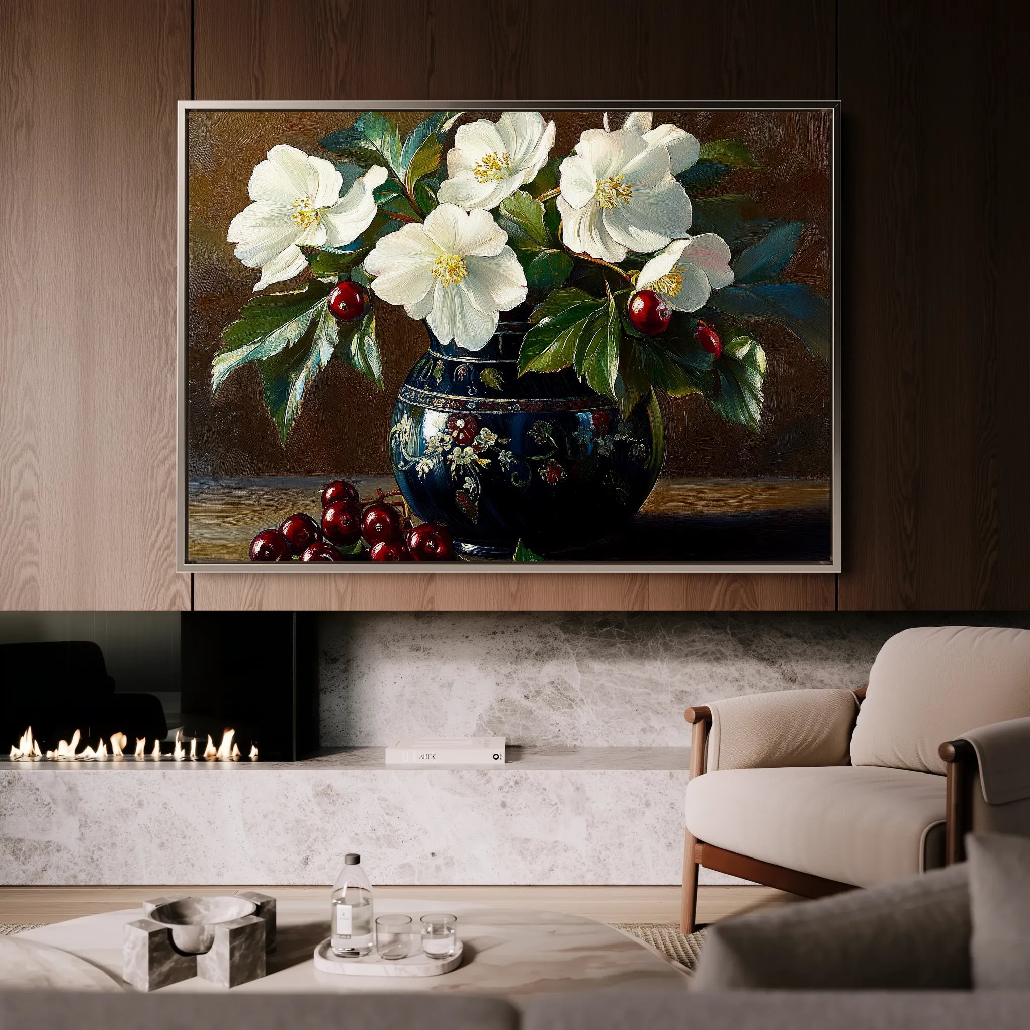 Floral 962 Canvas Art 60 x 40 cm / Black