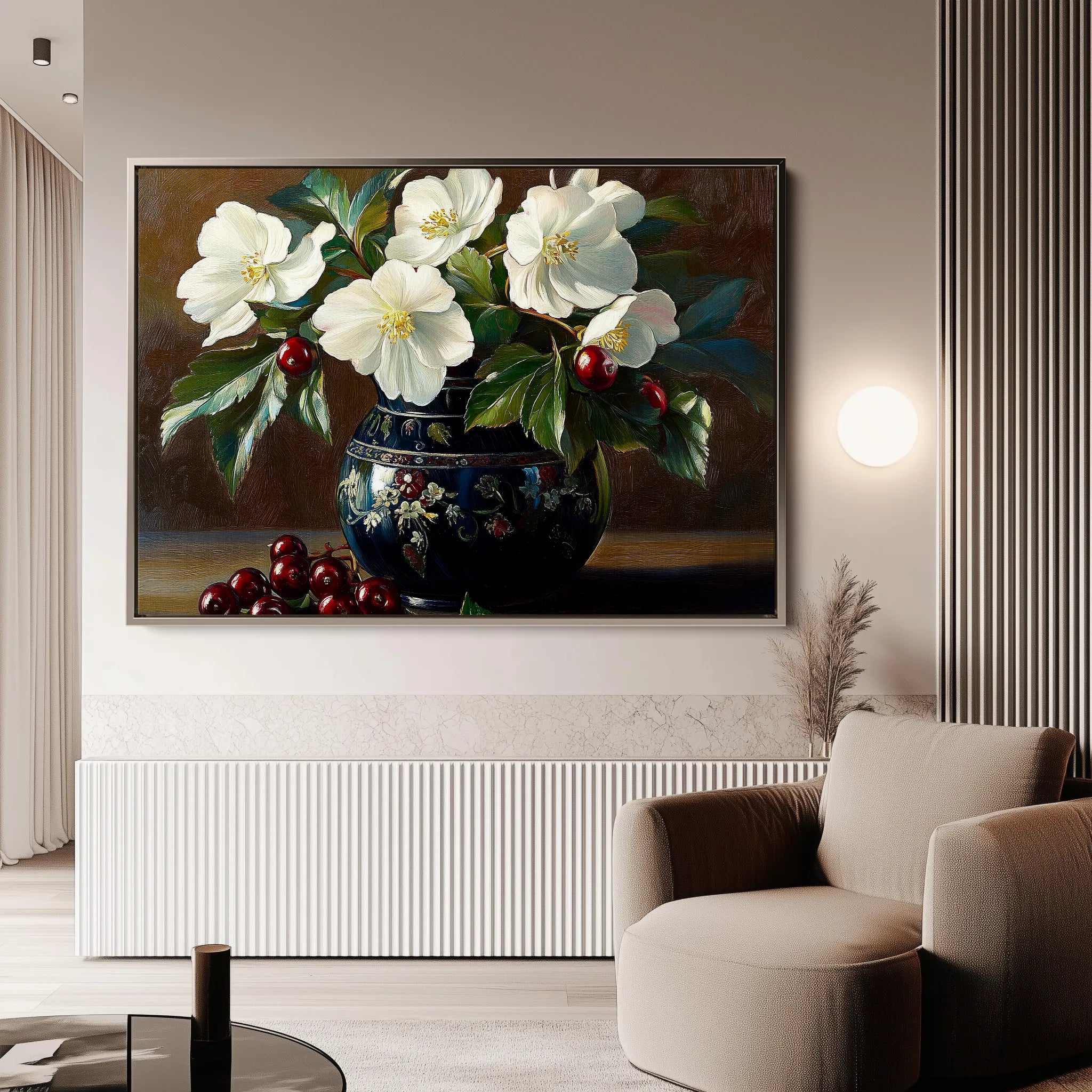 Floral 962 Canvas Art 60 x 40 cm / Black