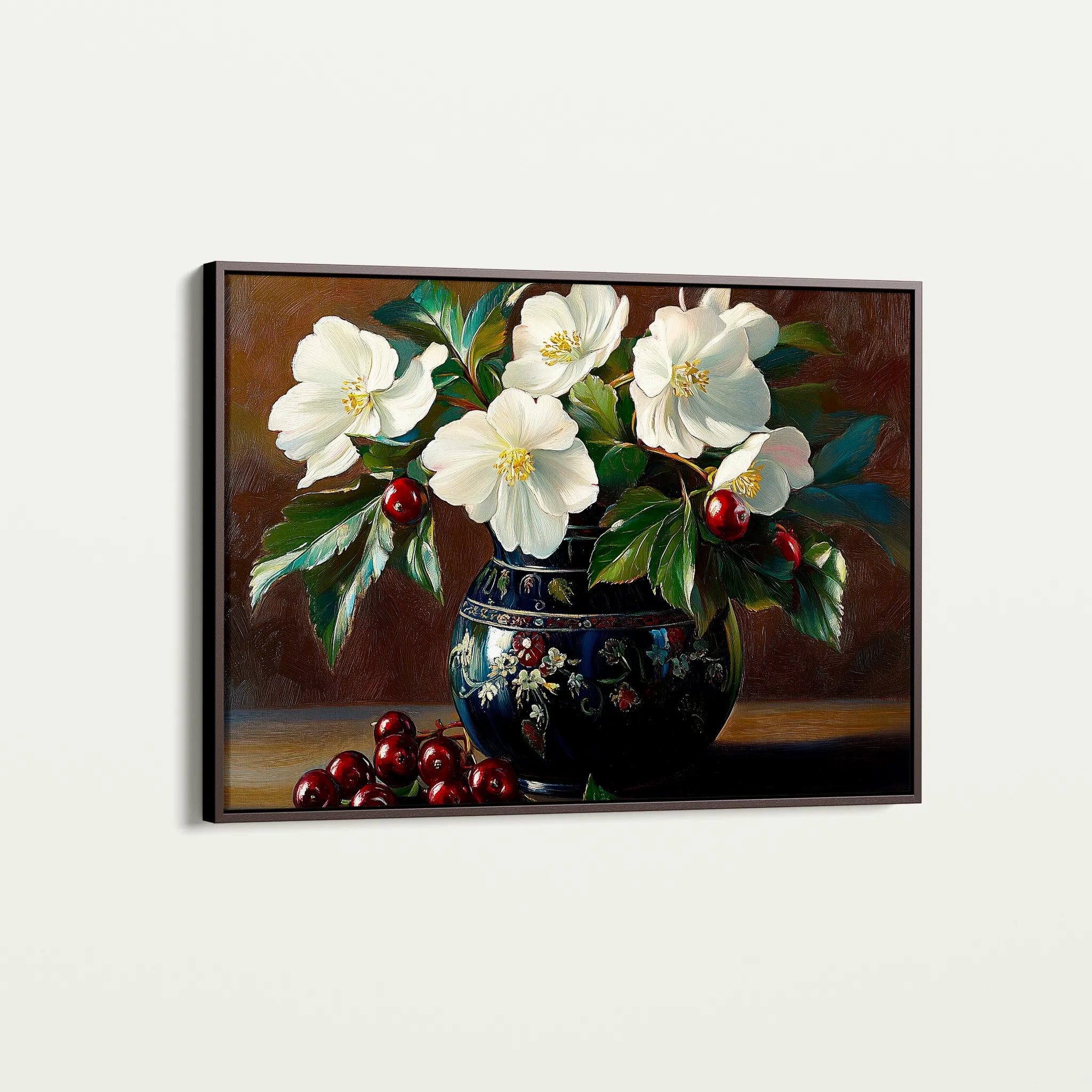 Floral 962 Canvas Art 60 x 40 cm / Black