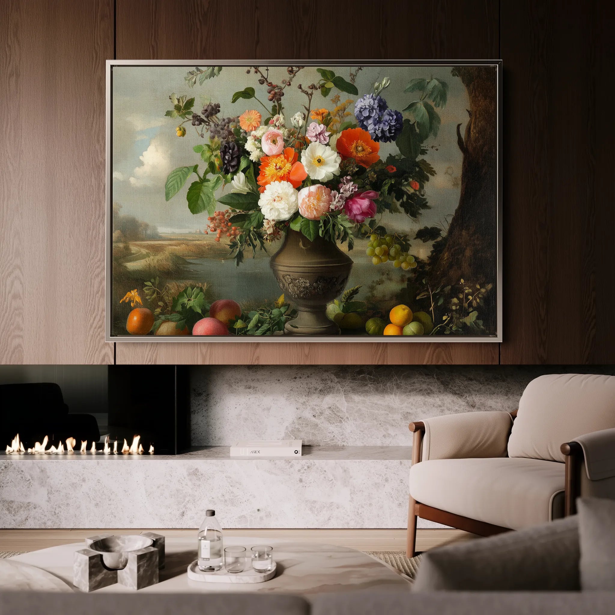 Floral 963 Canvas Art 60 x 40 cm / Black