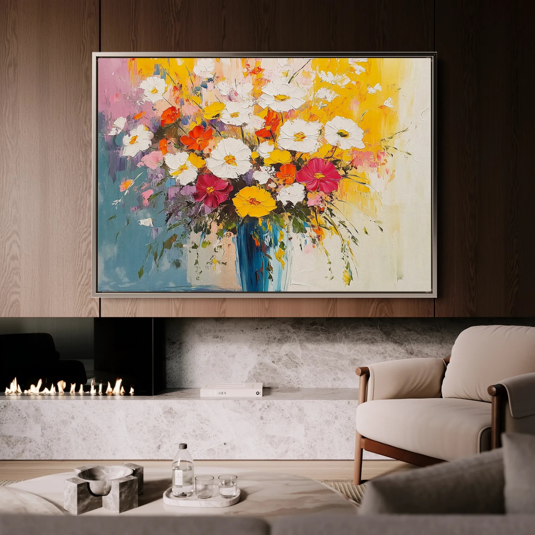 Floral 972 Canvas Art 60 x 40 cm / Black