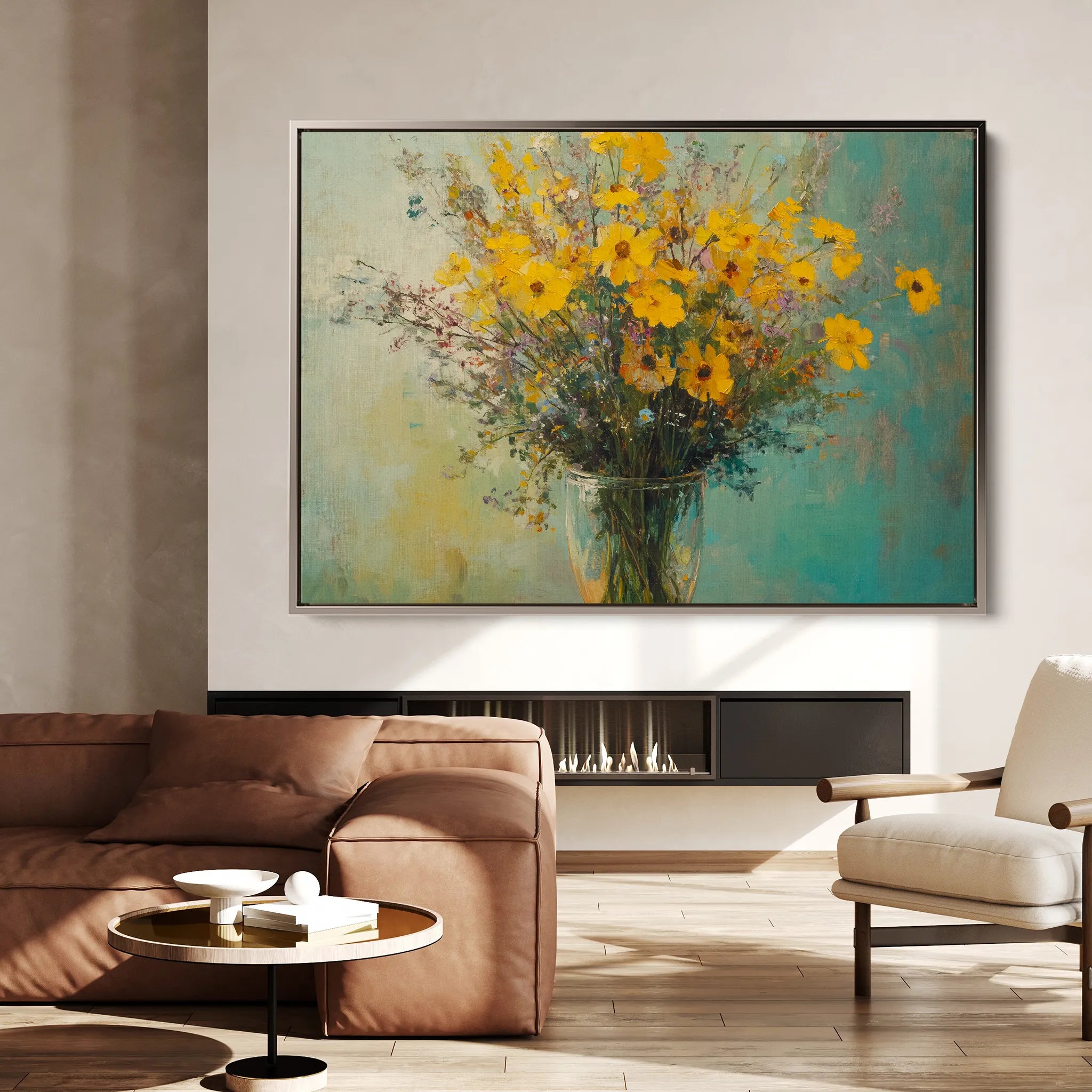Floral 975 Canvas Art 60 x 40 cm / Black