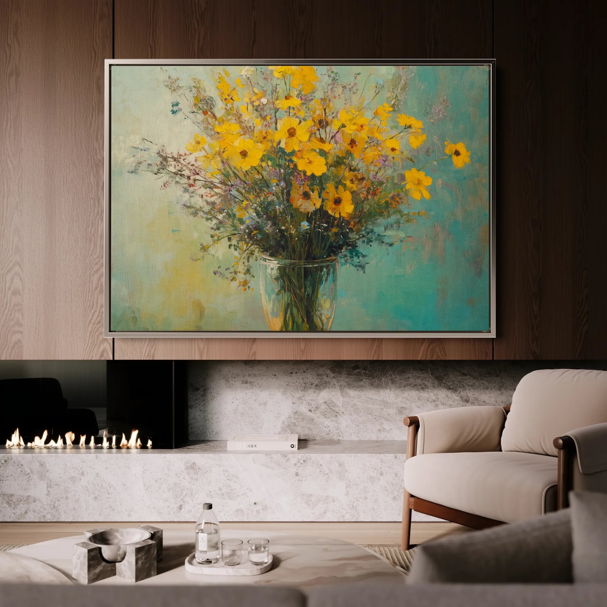 Floral 975 Canvas Art 60 x 40 cm / Black