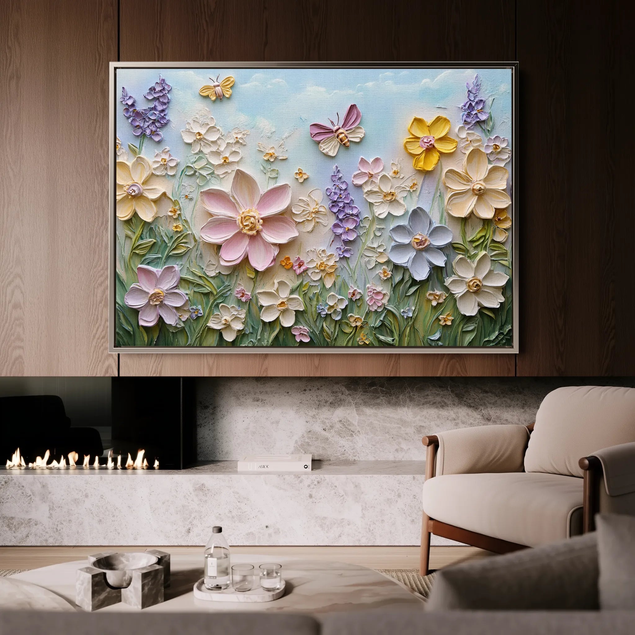 Floral 980 Canvas Art 60 x 40 cm / Black