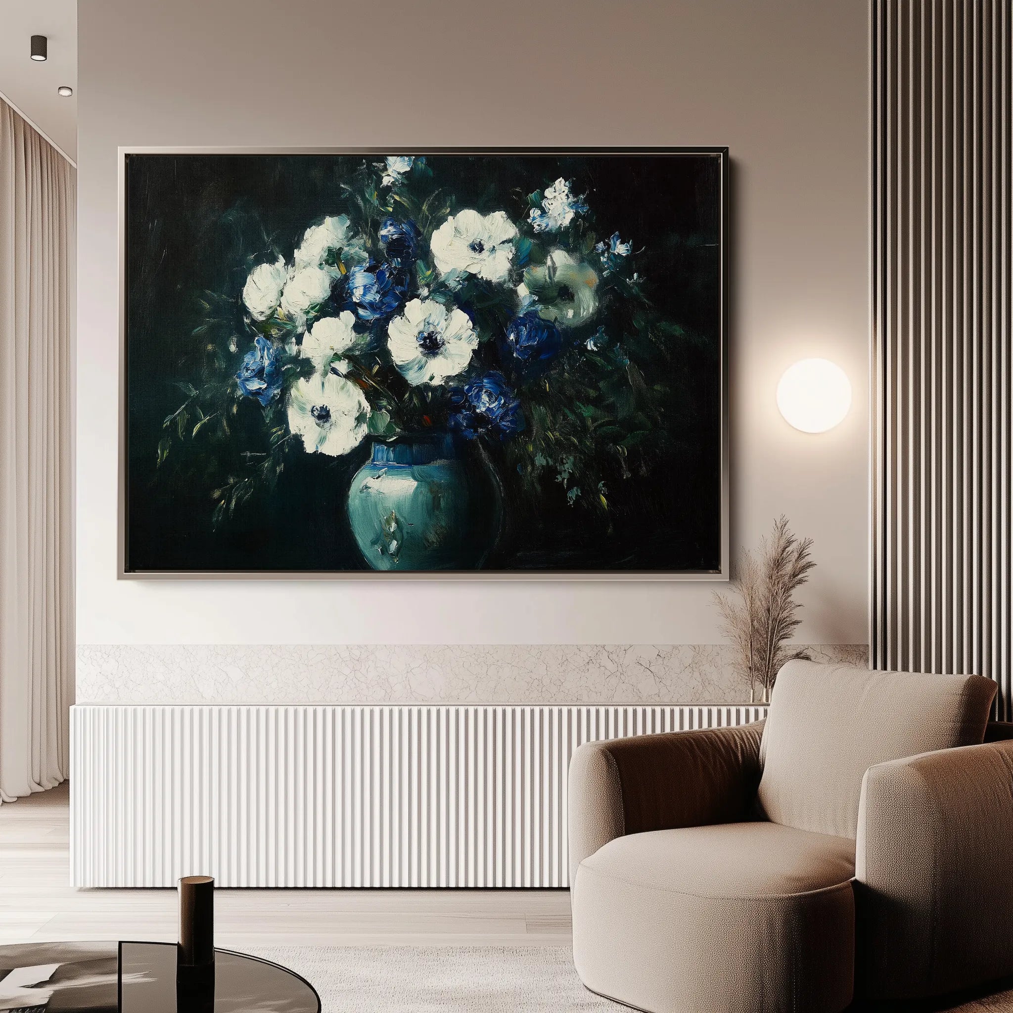 Floral 985 Canvas Art 60 x 40 cm / Black