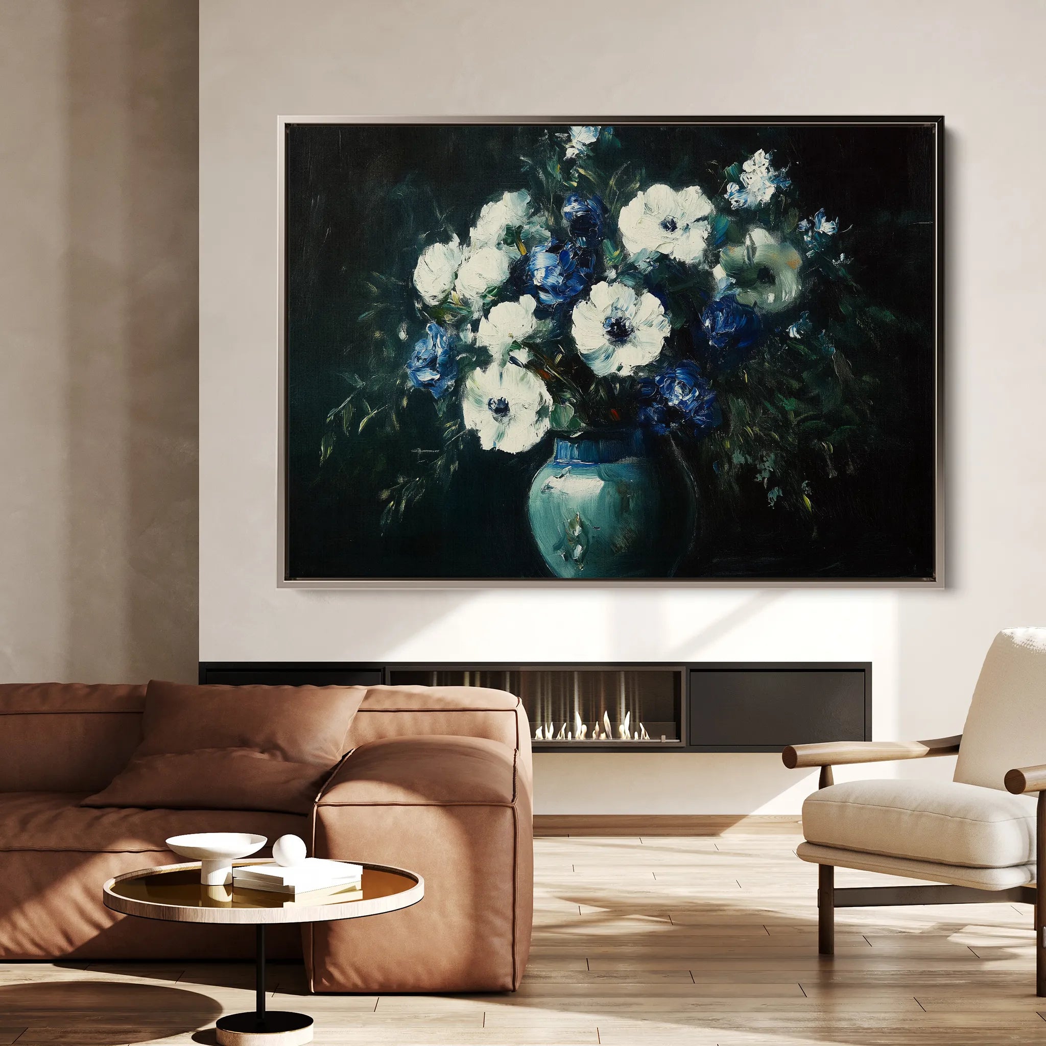 Floral 985 Canvas Art 60 x 40 cm / Black