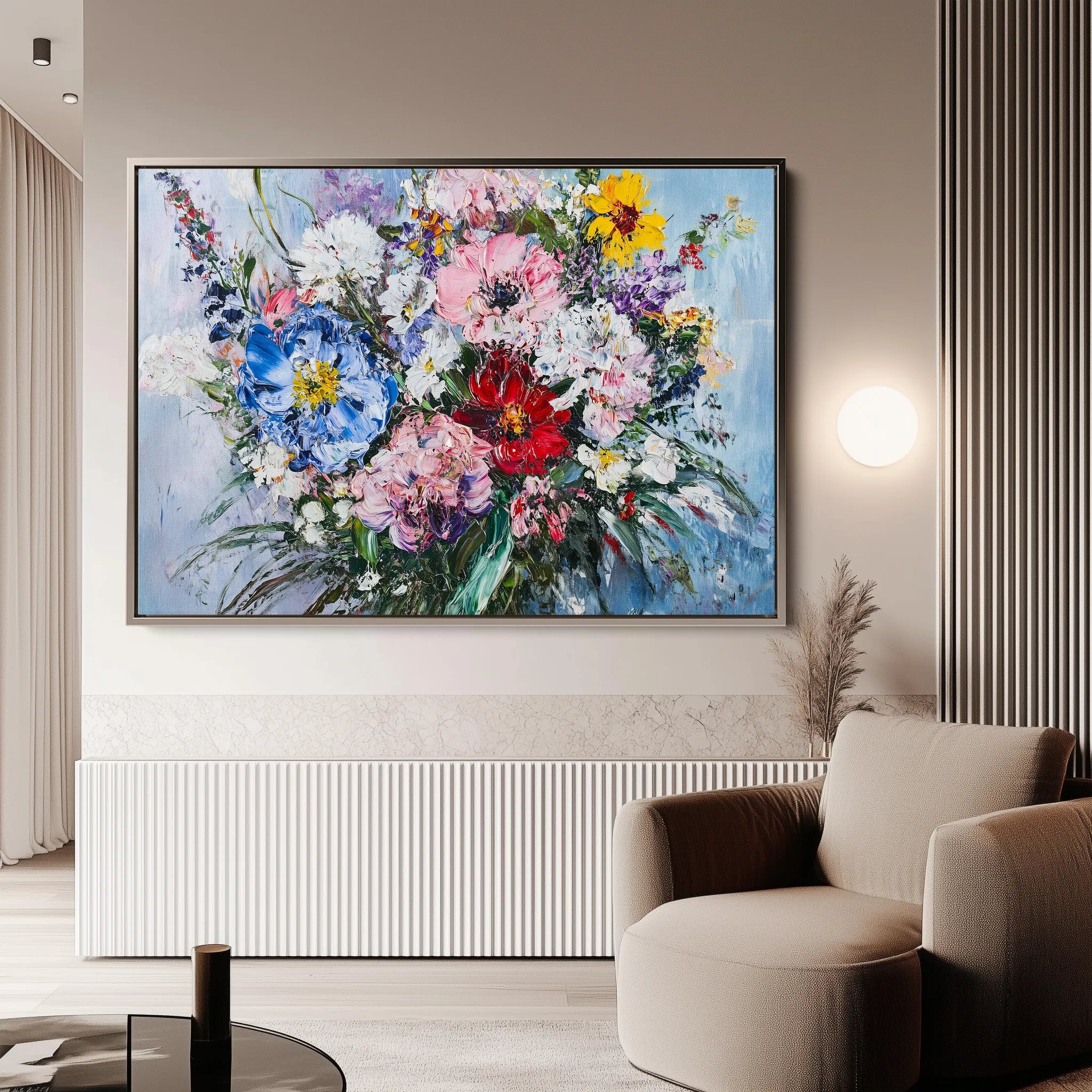 Floral 987 Canvas Art 60 x 40 cm / Black
