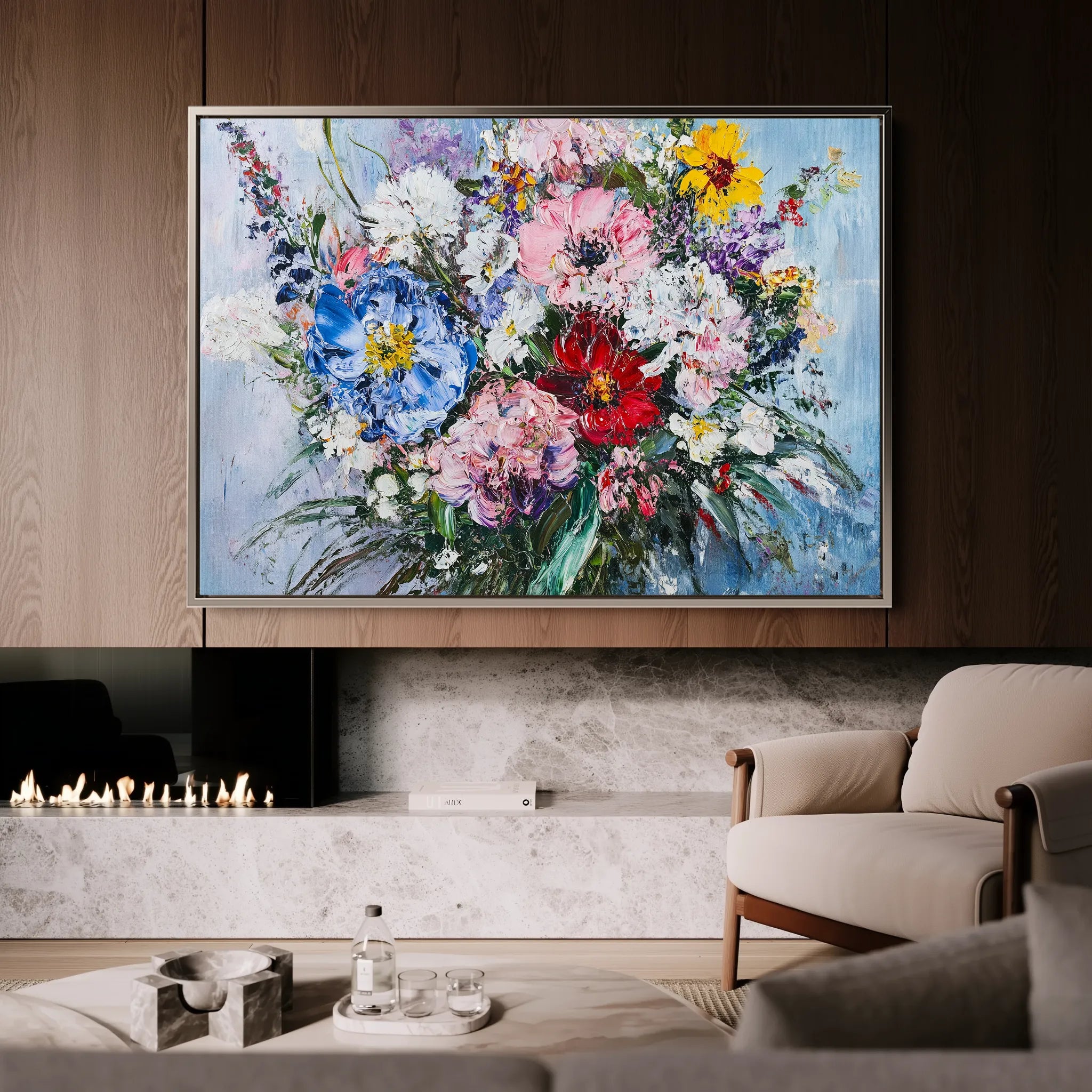 Floral 987 Canvas Art 60 x 40 cm / Black