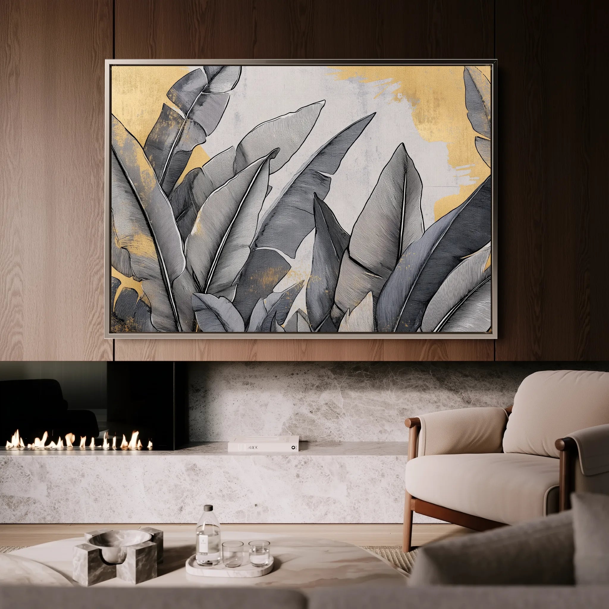 Floral 990 Canvas Art 60 x 40 cm / Black