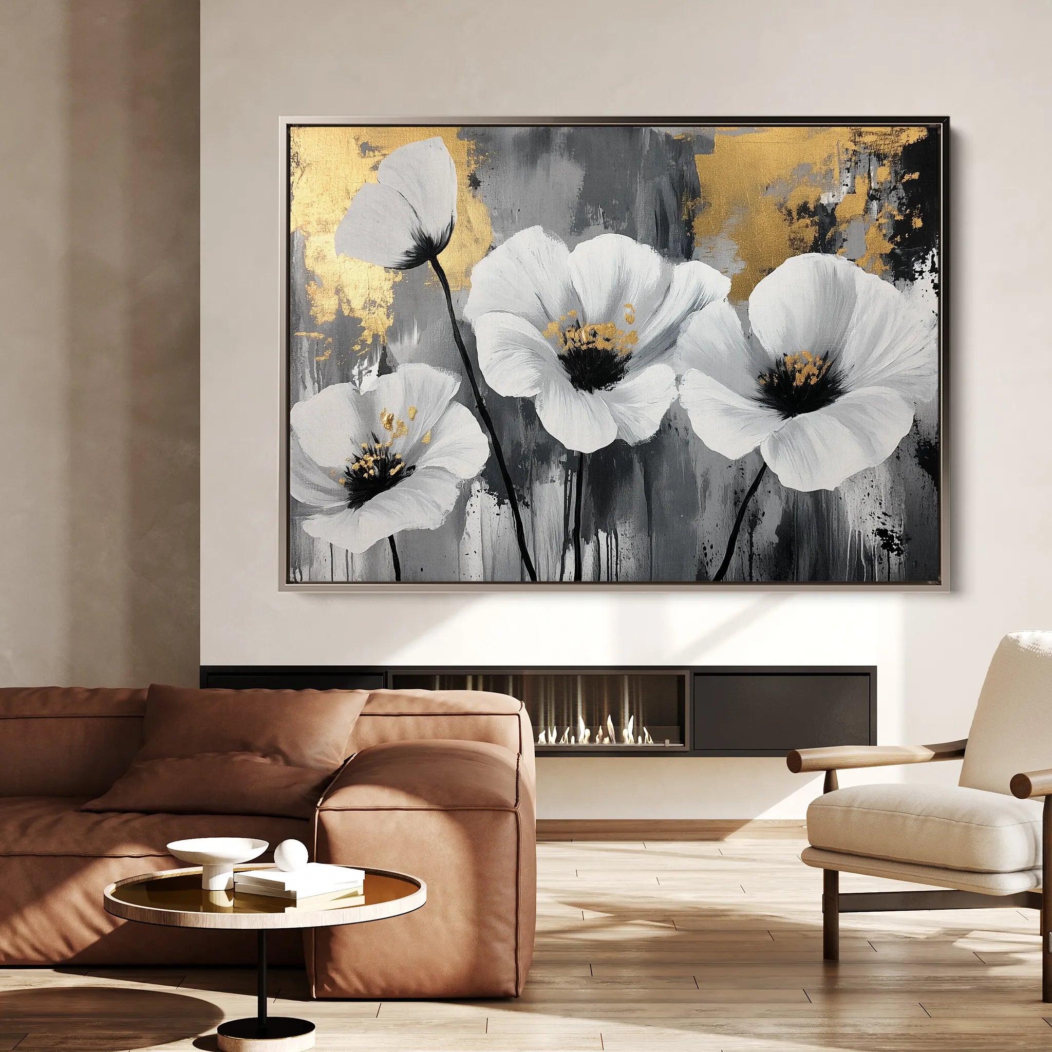 Floral 993 Canvas Art 60 x 40 cm / Black