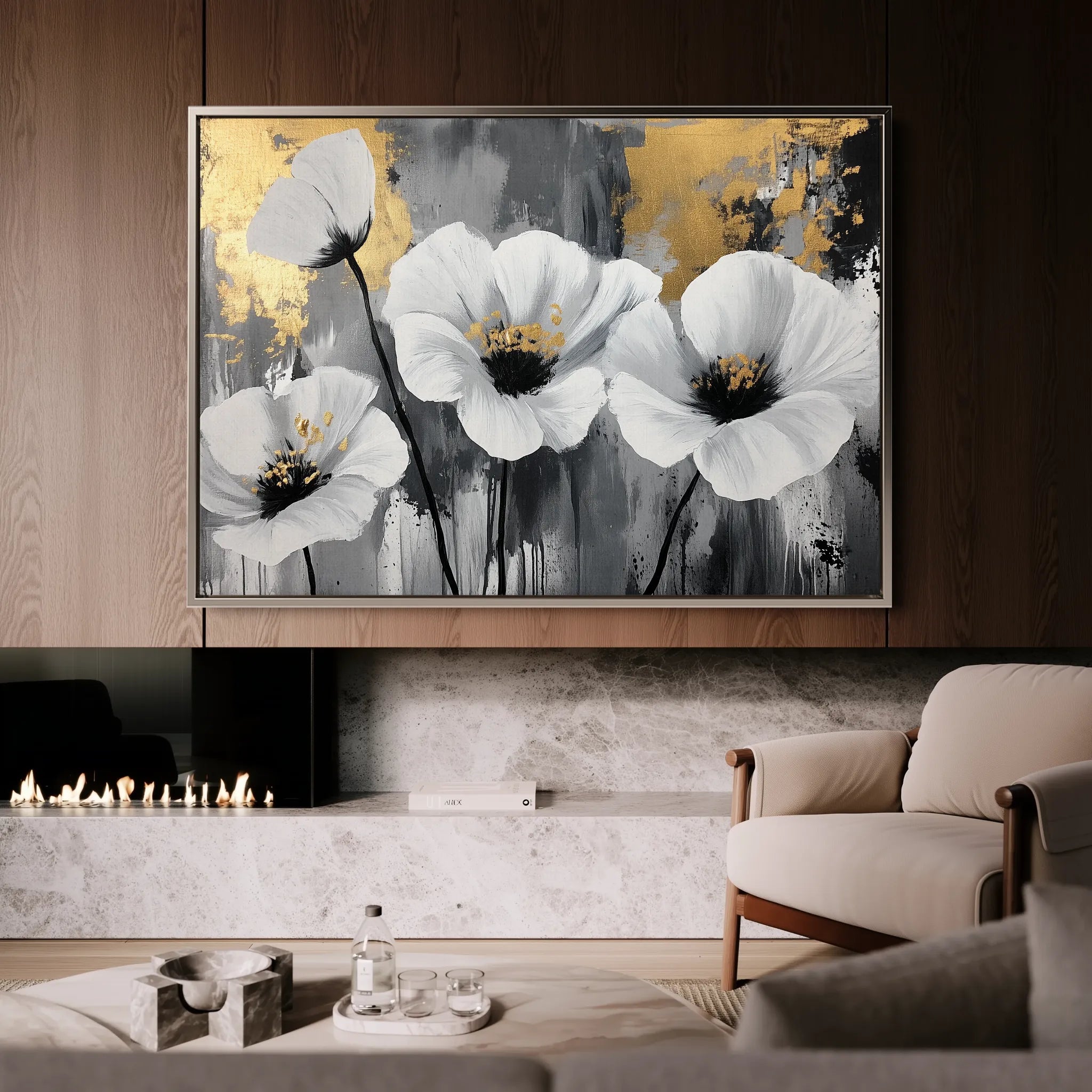 Floral 993 Canvas Art 60 x 40 cm / Black