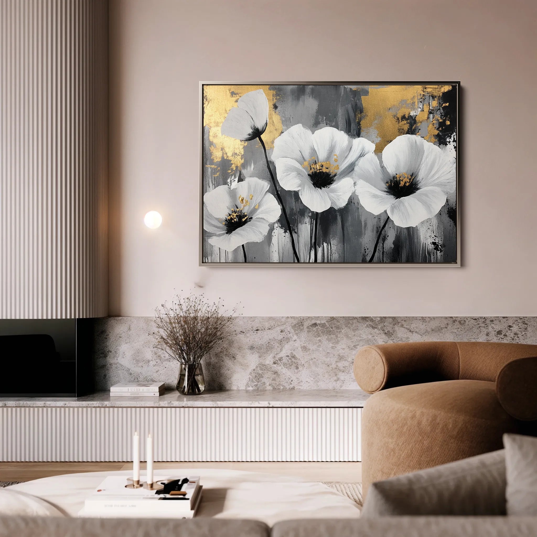 Floral 993 Canvas Art 60 x 40 cm / Black