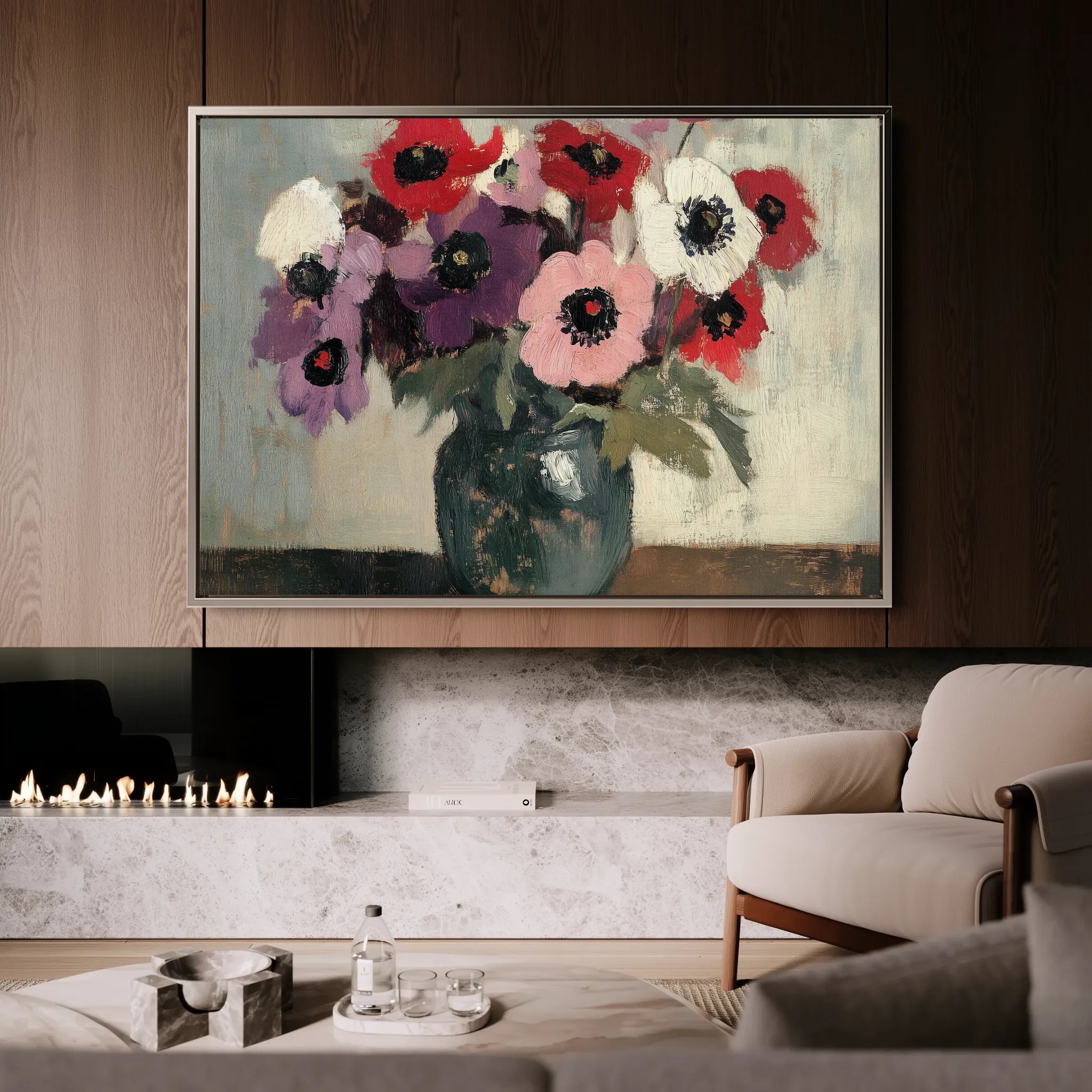 Floral 995 Canvas Art 60 x 40 cm / Black