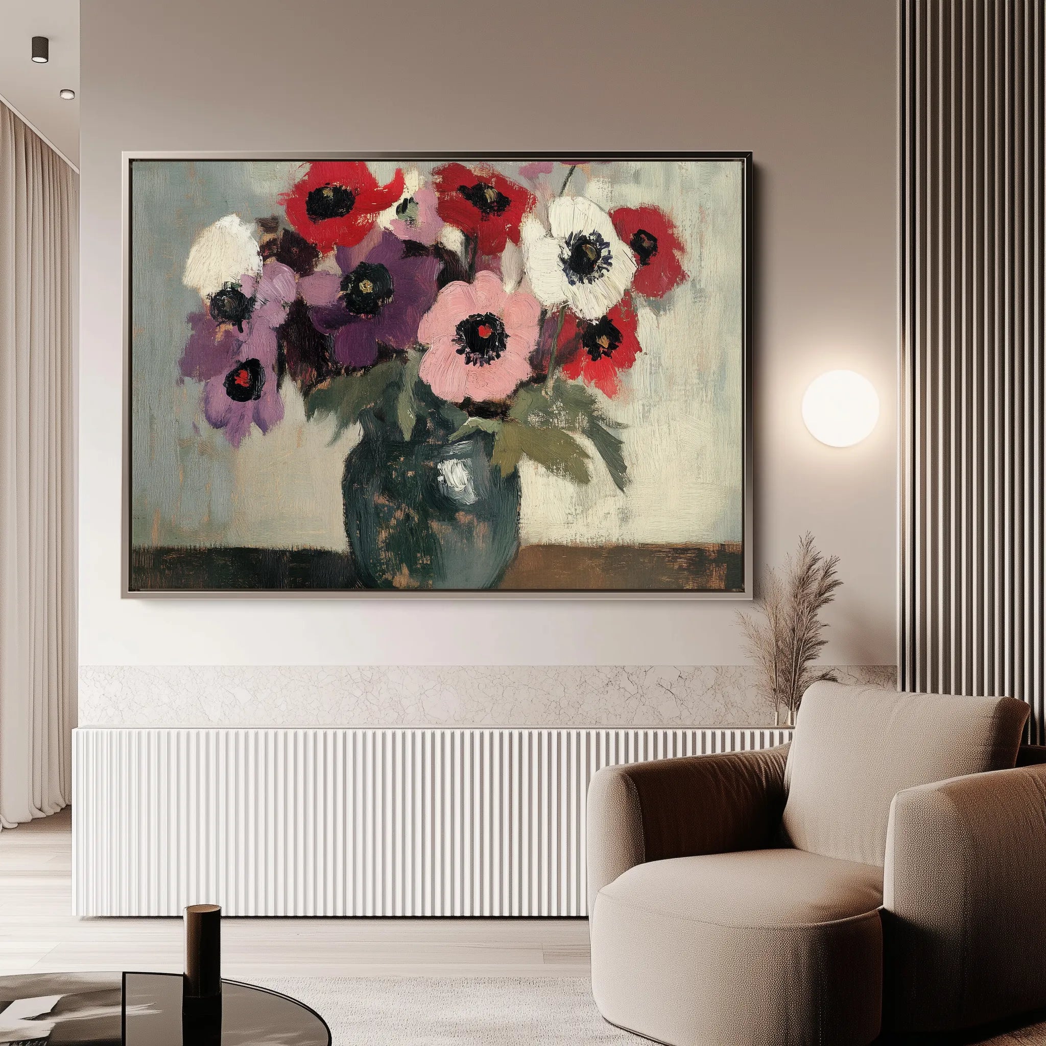 Floral 995 Canvas Art 60 x 40 cm / Black