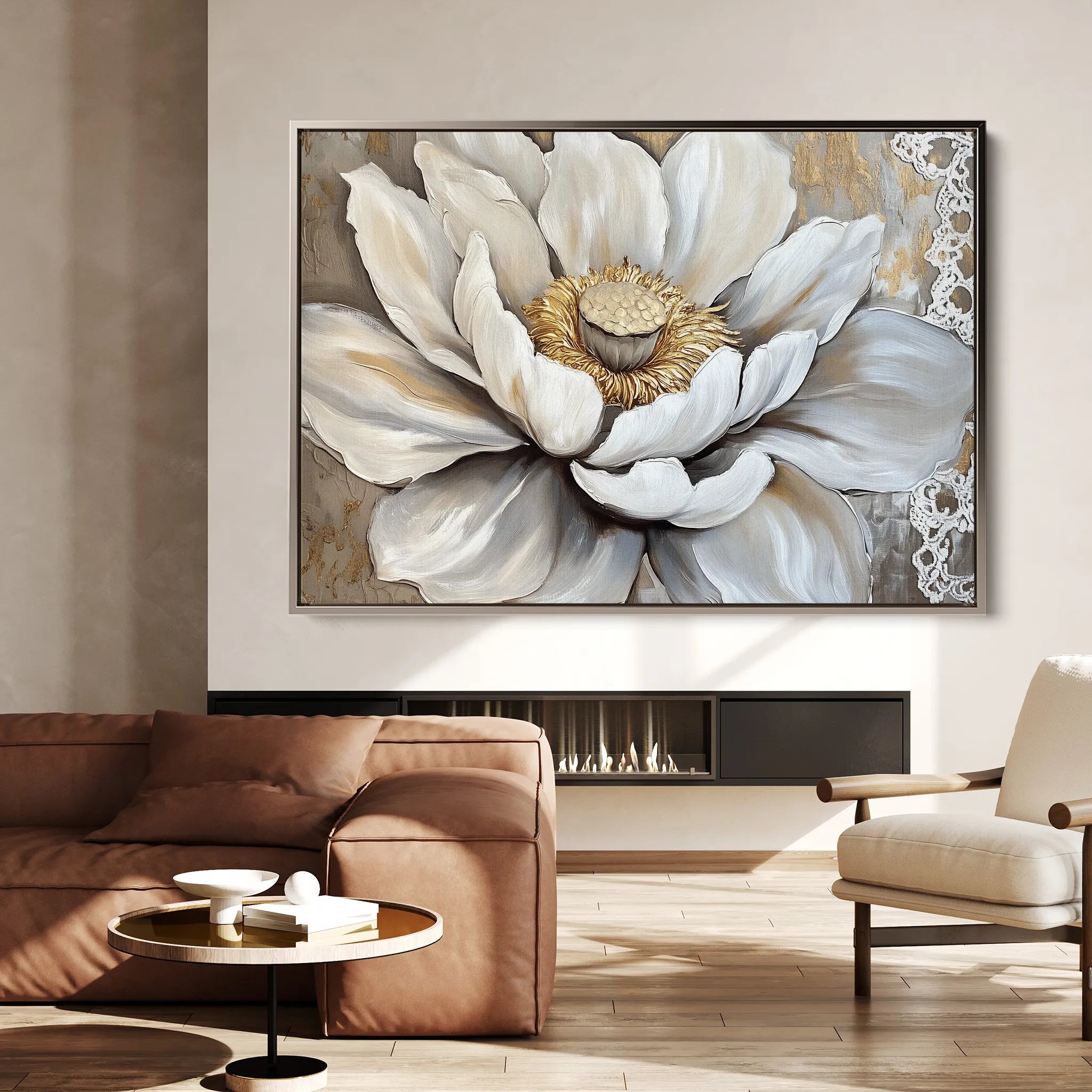 Floral 996 Canvas Art 60 x 40 cm / Black