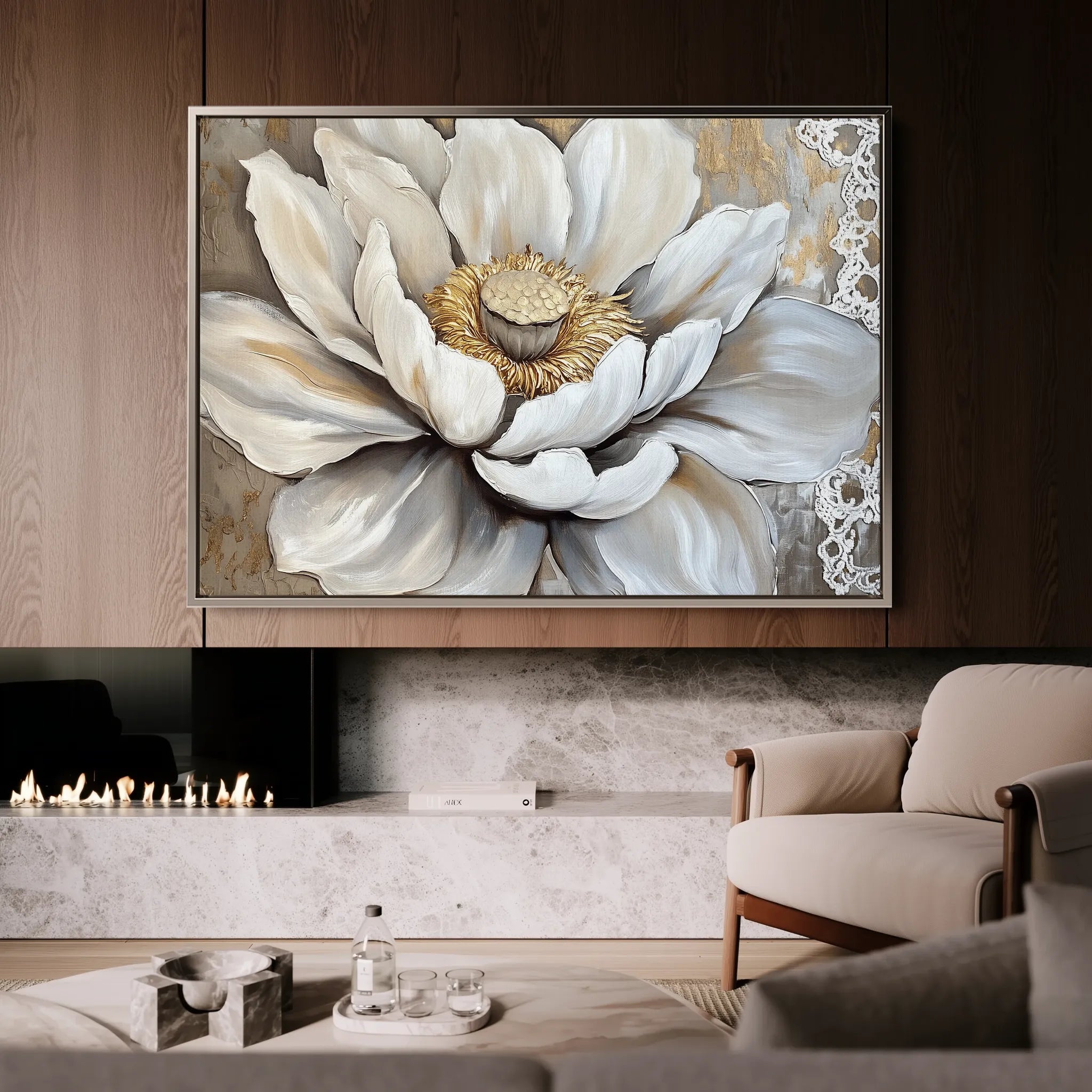 Floral 996 Canvas Art 60 x 40 cm / Black