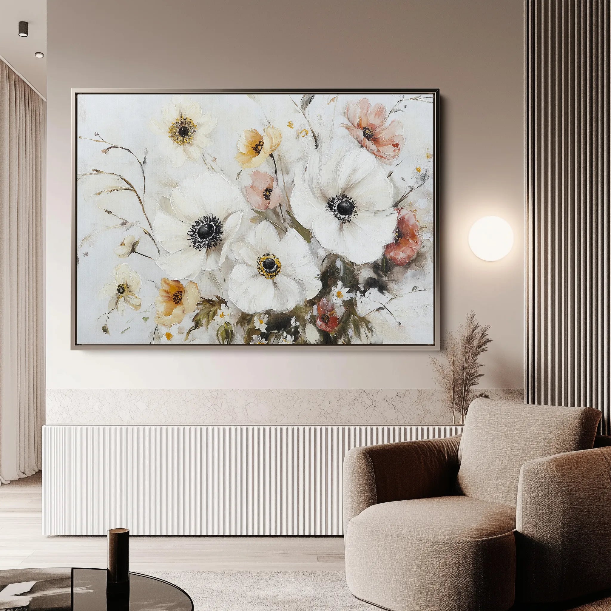 Floral 997 Canvas Art 60 x 40 cm / Black