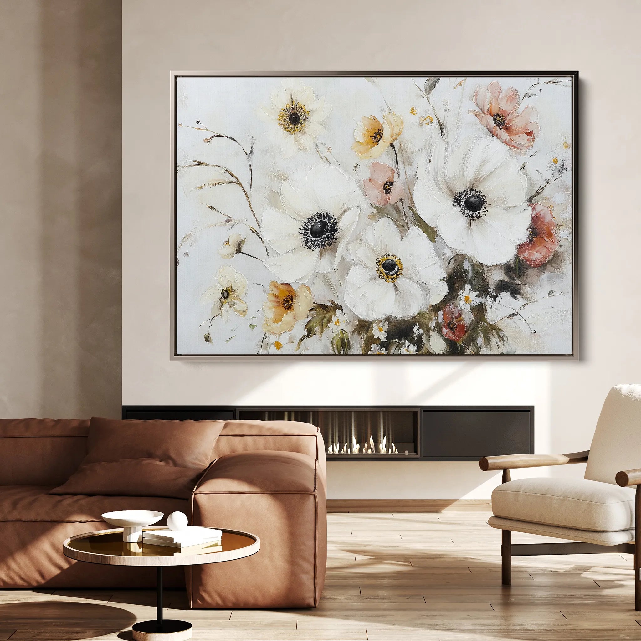 Floral 997 Canvas Art 60 x 40 cm / Black