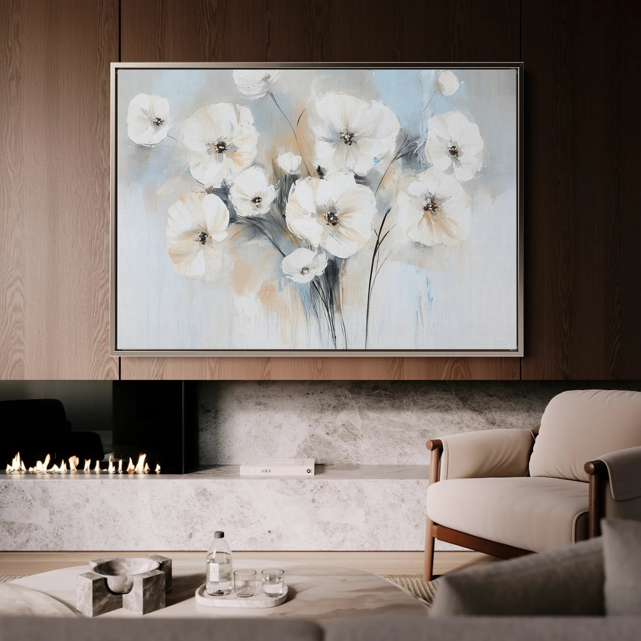Floral 998 Canvas Art 60 x 40 cm / Black