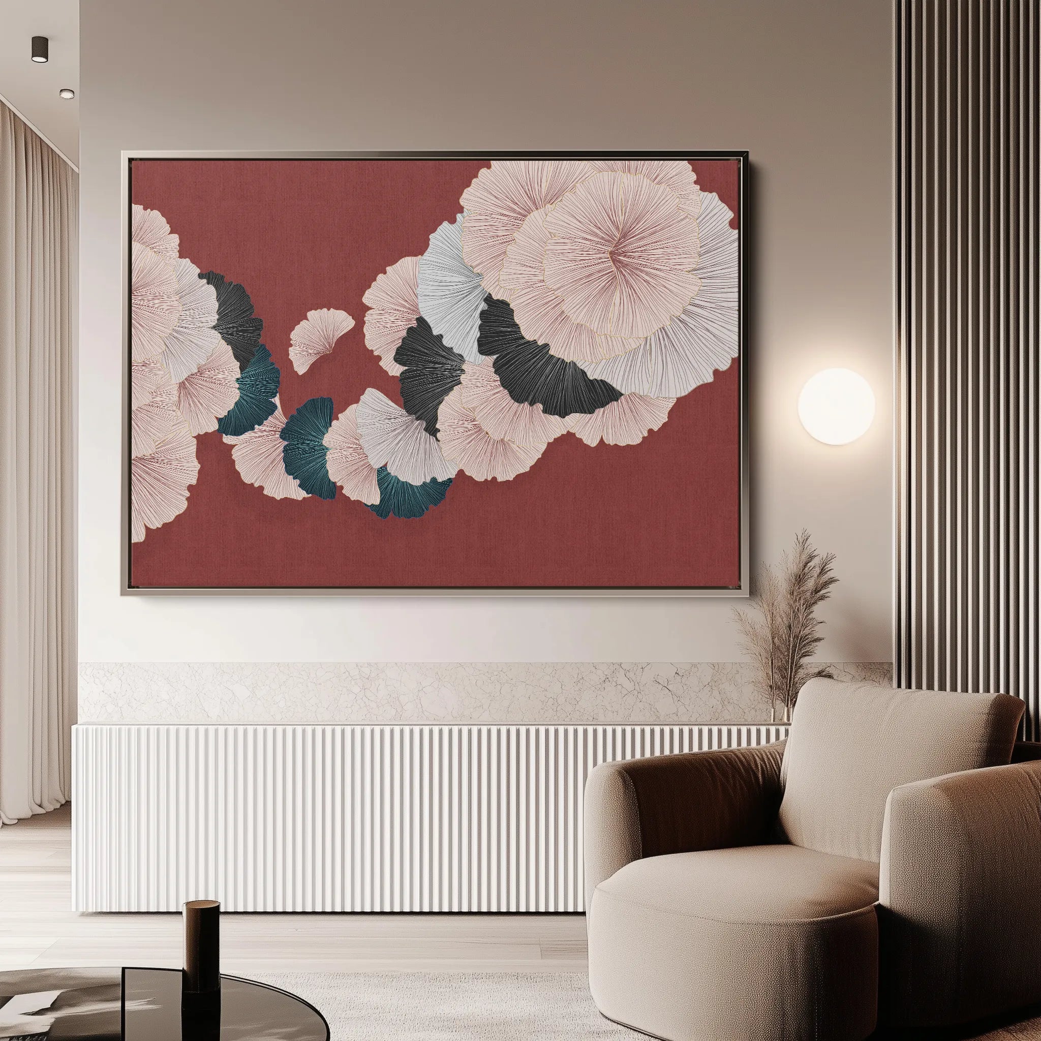 Floral 002 Canvas Art 60 x 40 cm / Black