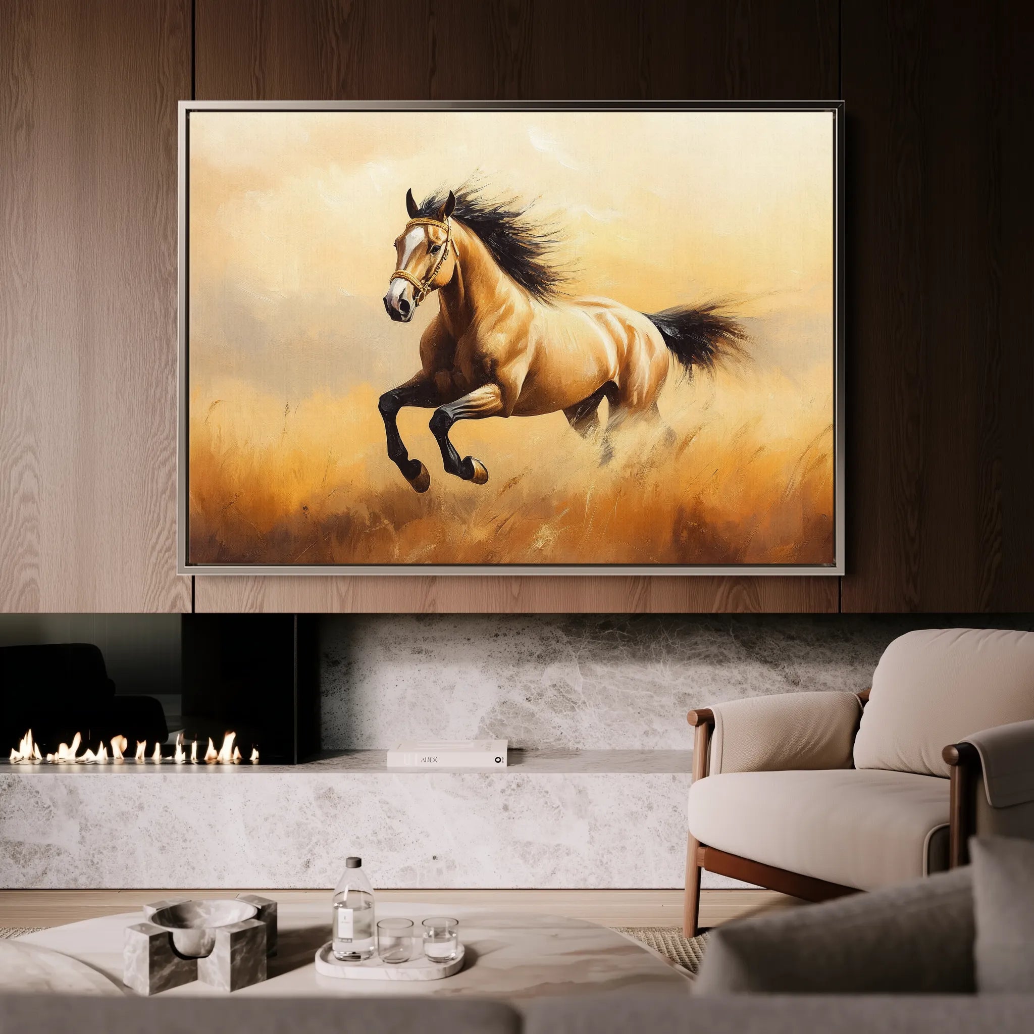 Horses 003 Canvas Art 60 x 40 cm / Black
